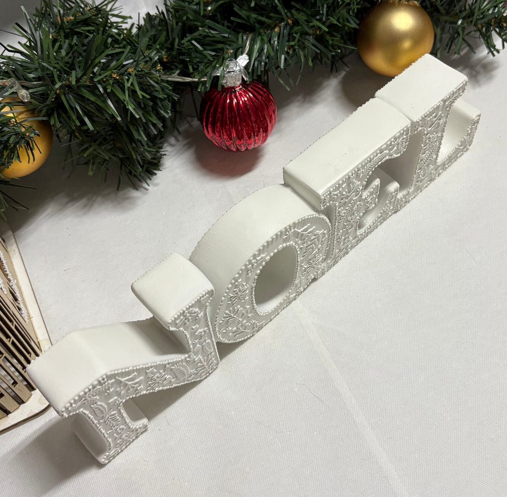 White Noel Resin Sign Christmas Decoration