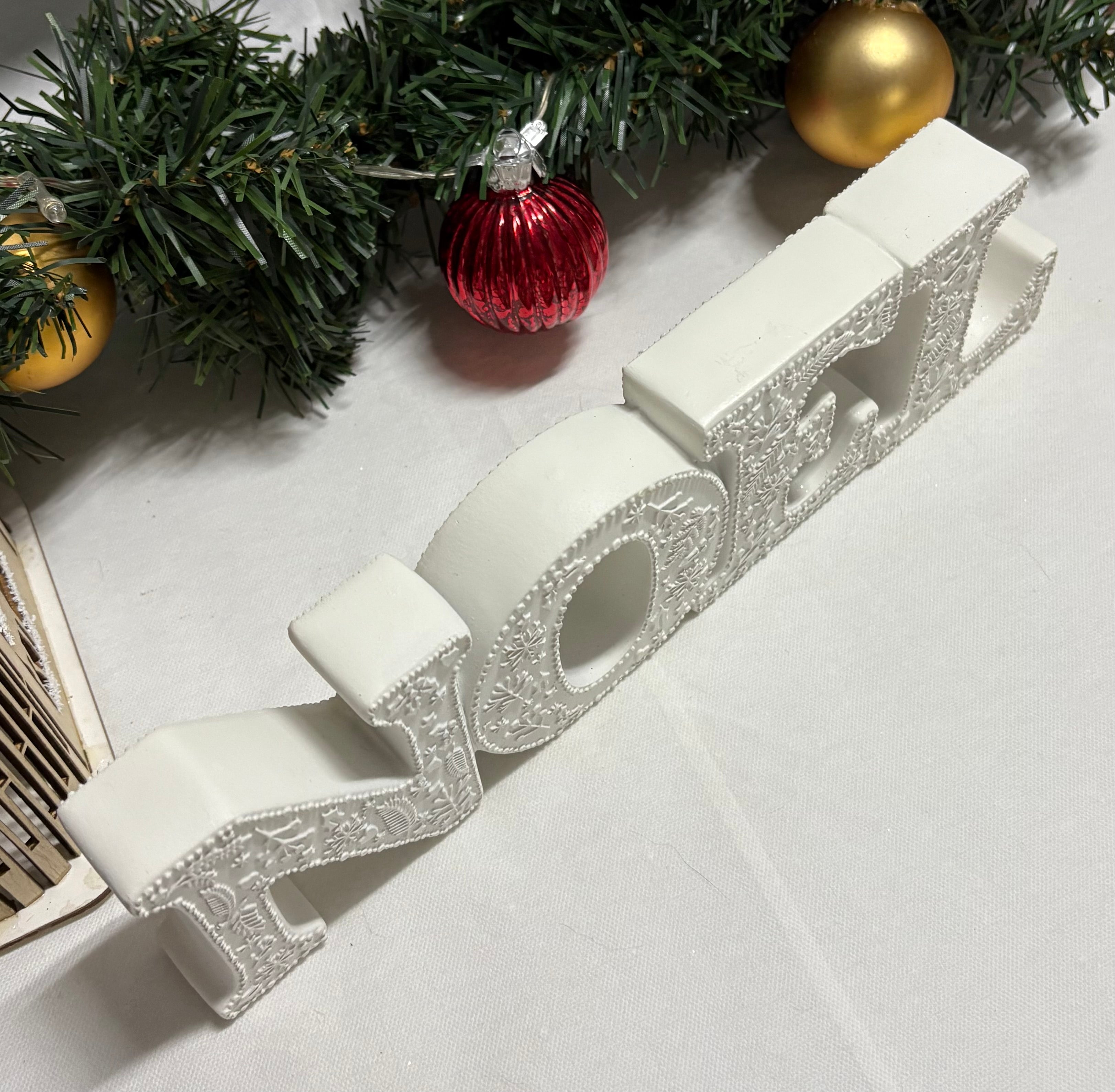 White Noel Resin Sign Christmas Decoration