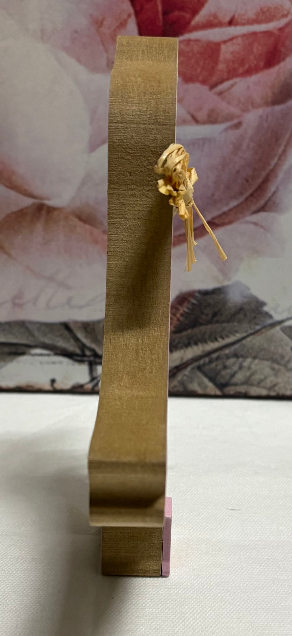 Floral Wooden Duck Ornament - Pink, 15cm