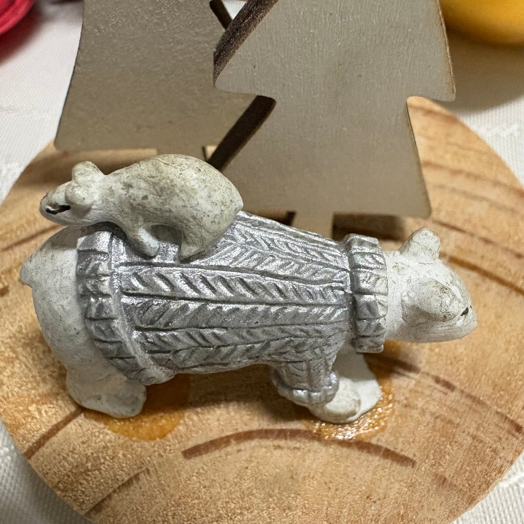 Small Polar Bear on Wooden Base Ornament