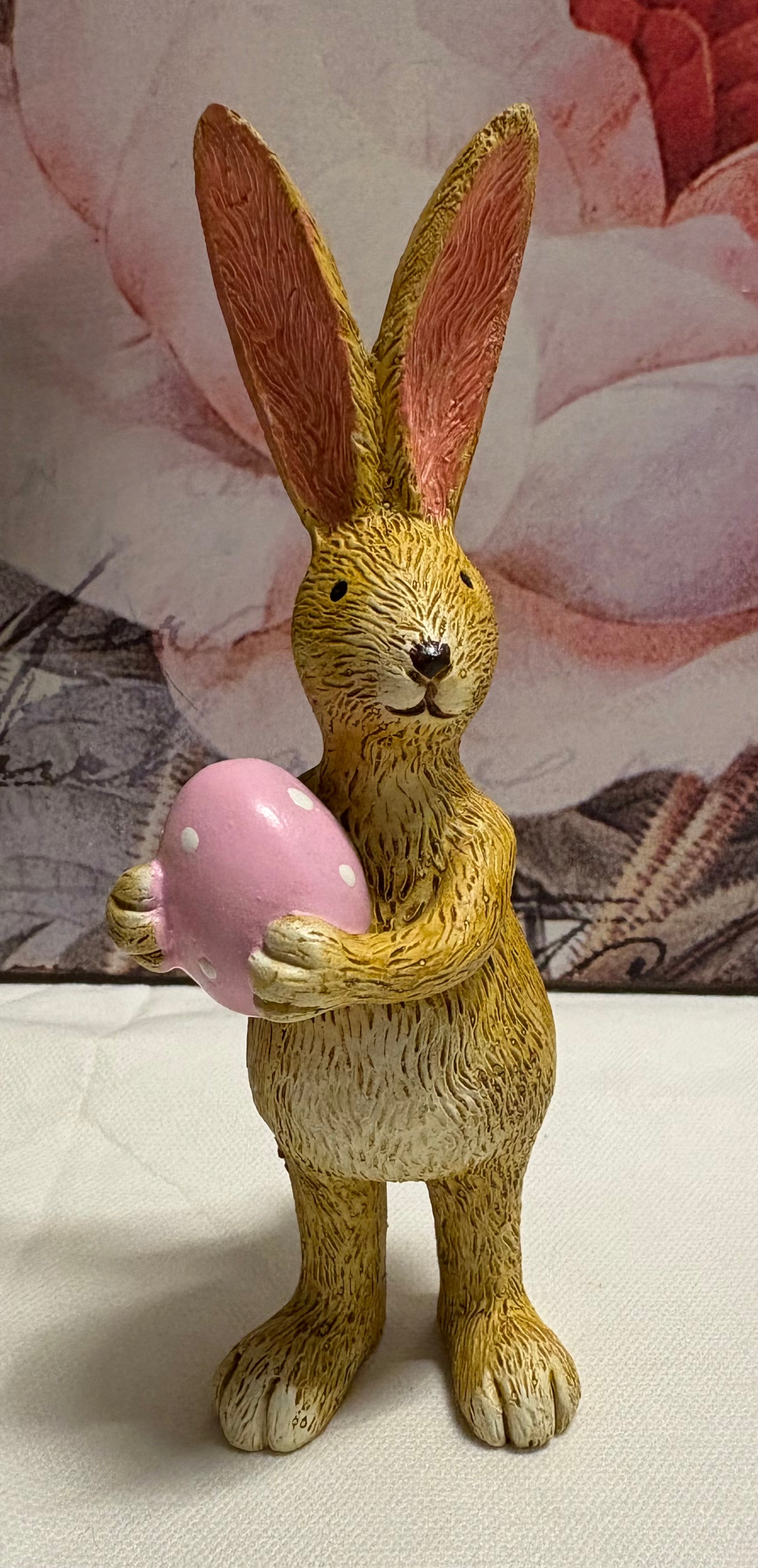 Standing Pink Egg Bunny Resin Figure