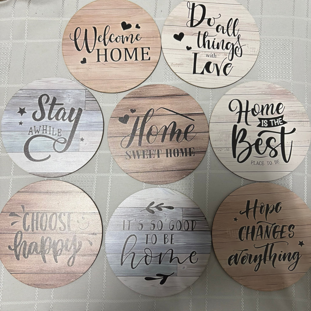 Set of 8 Wooden Slogan Coasters