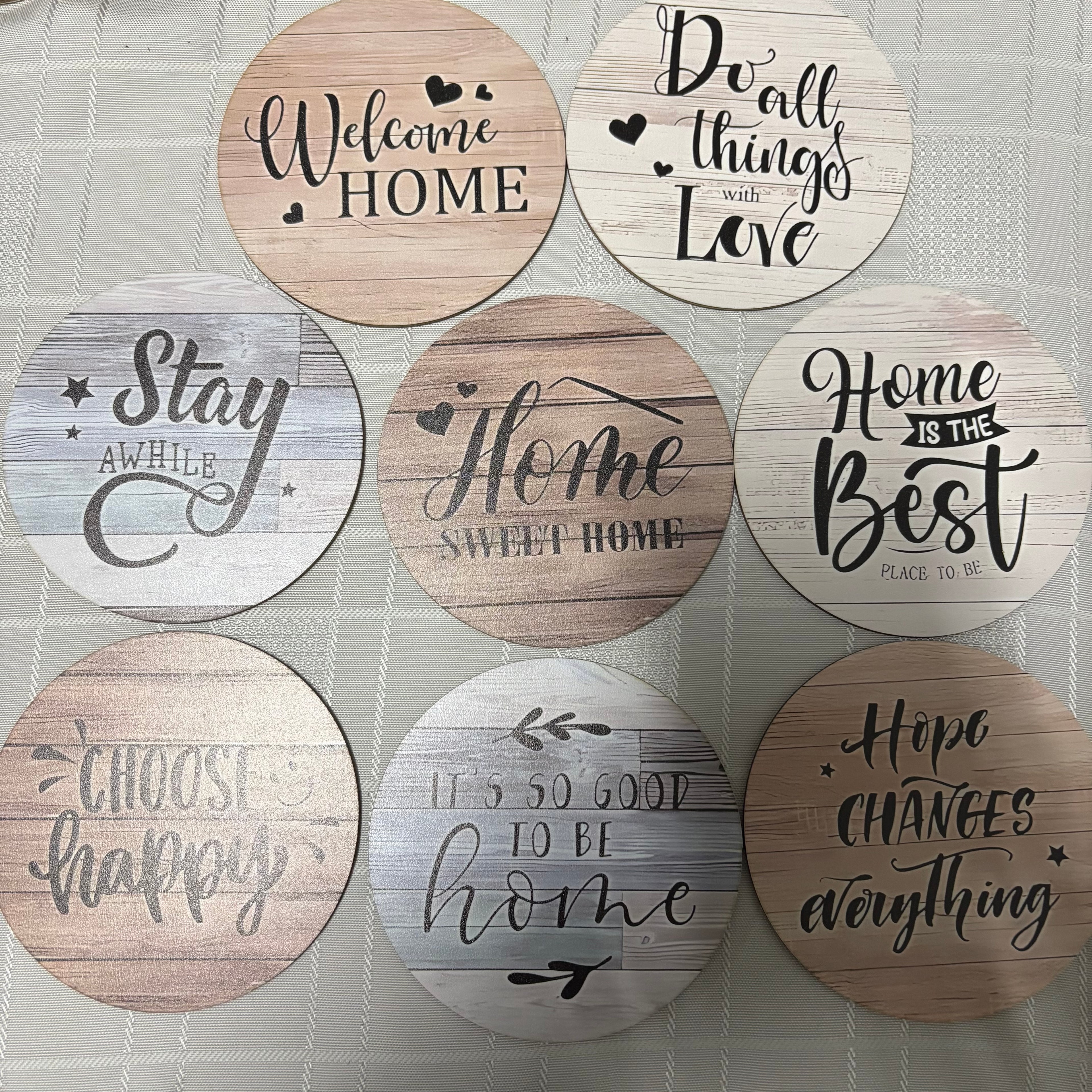 Set of 8 Wooden Slogan Coasters