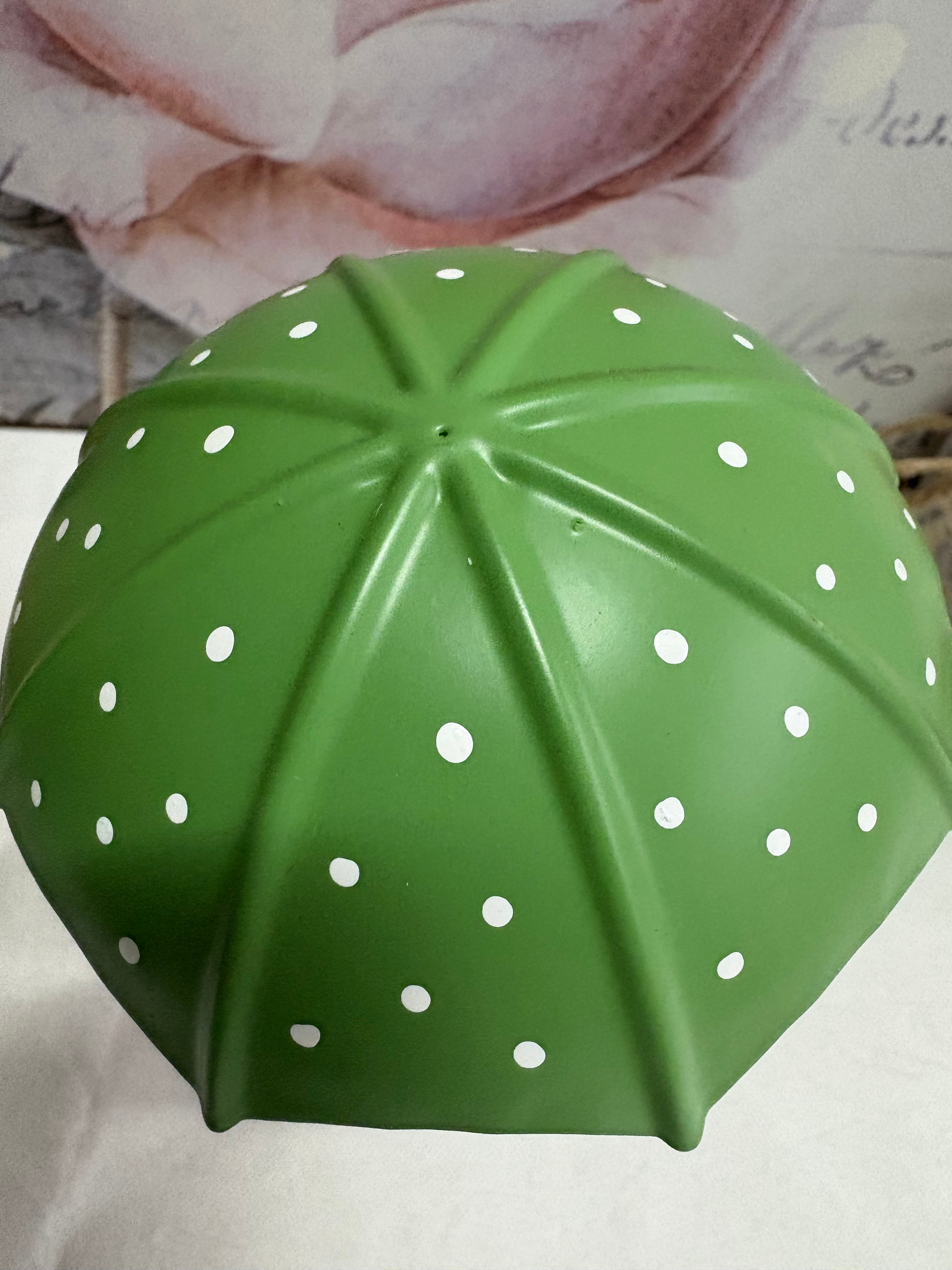 Standing Brown Bunny Rabbit with Green Umbrella Figure Ornament