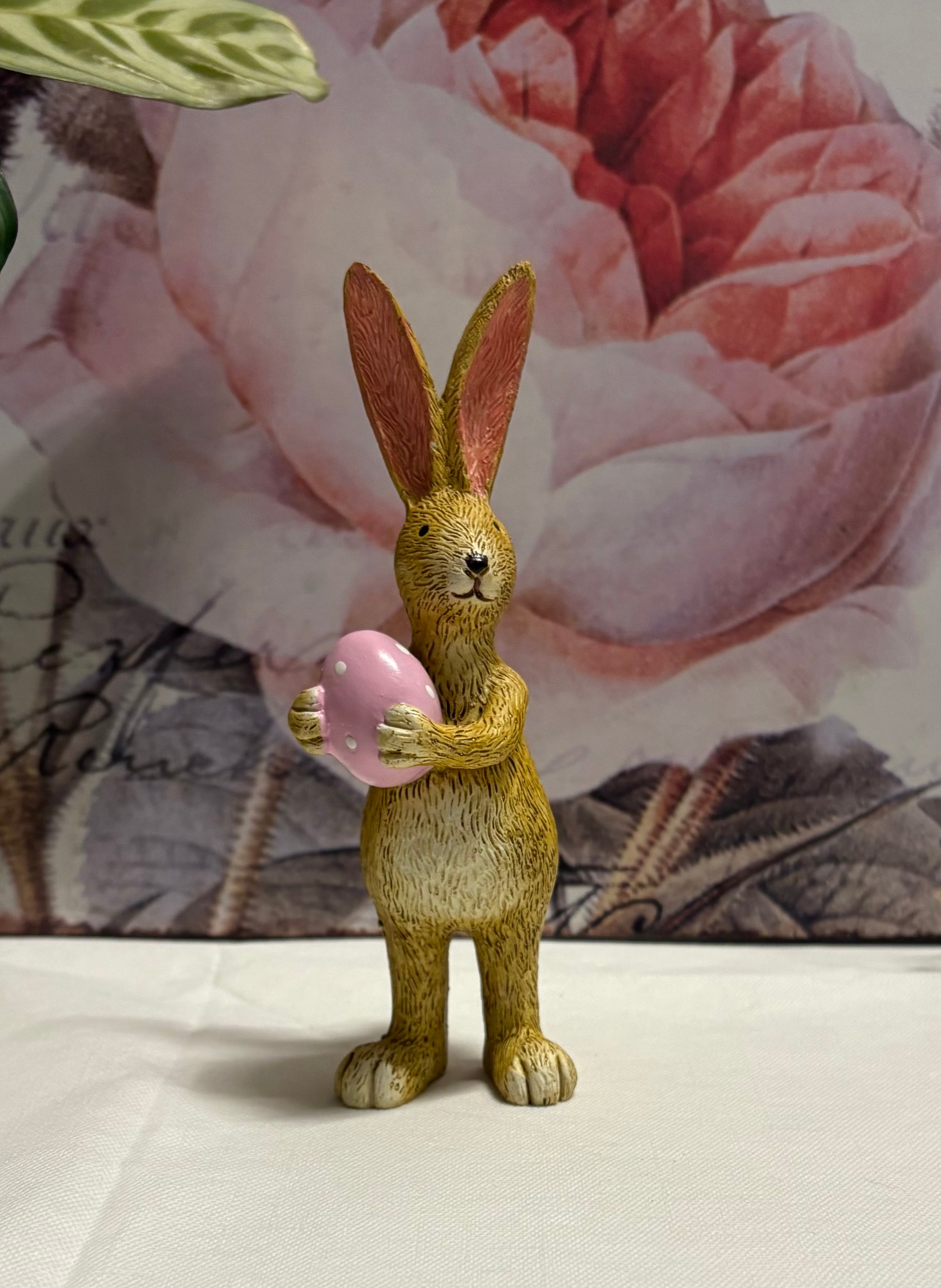 Standing Pink Egg Bunny Resin Figure
