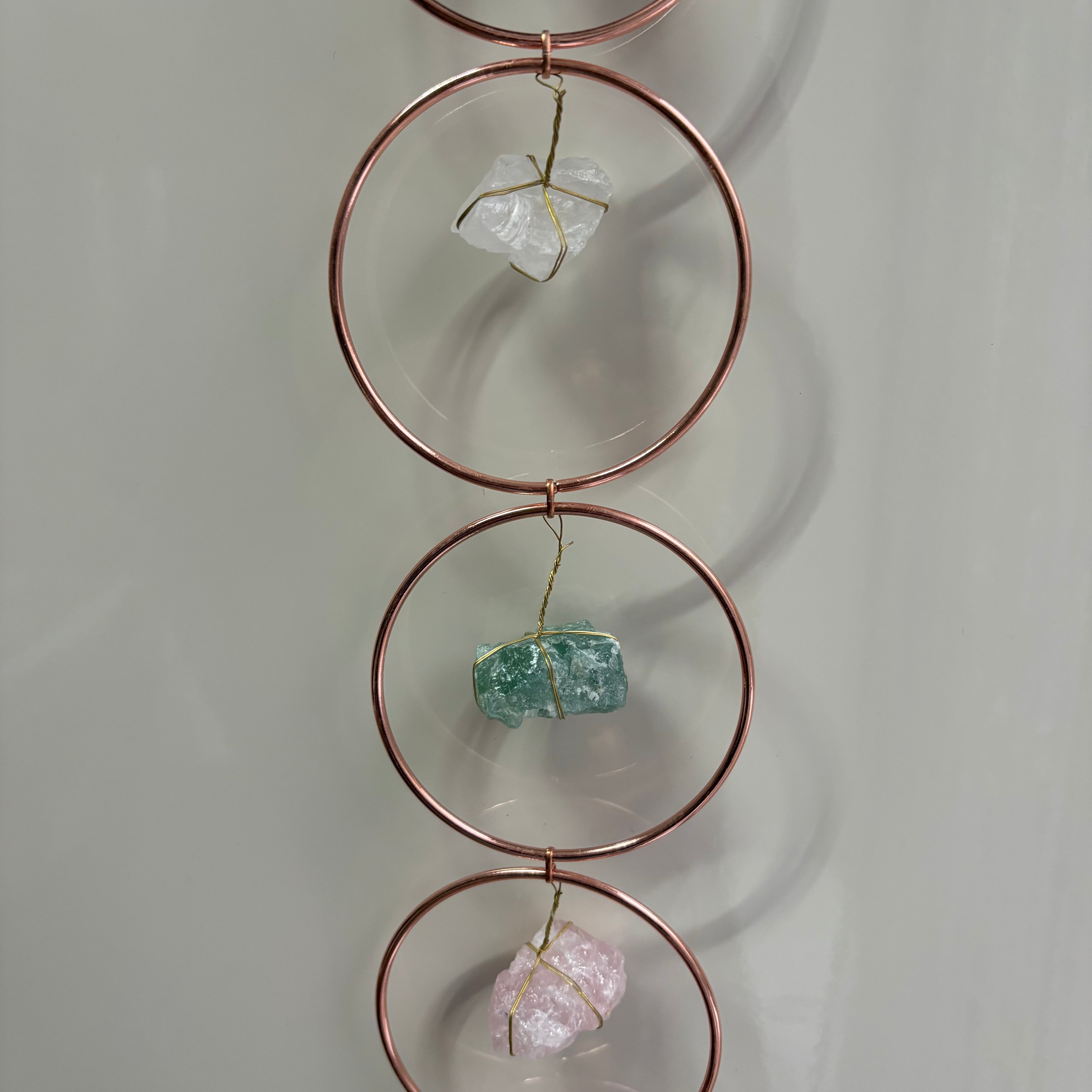 Rose Gold Rings Crystal Wall Hanging