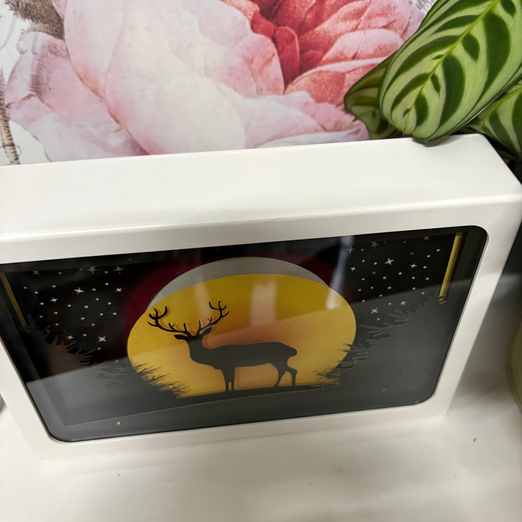 Deer Scene LED Light Box Ornament