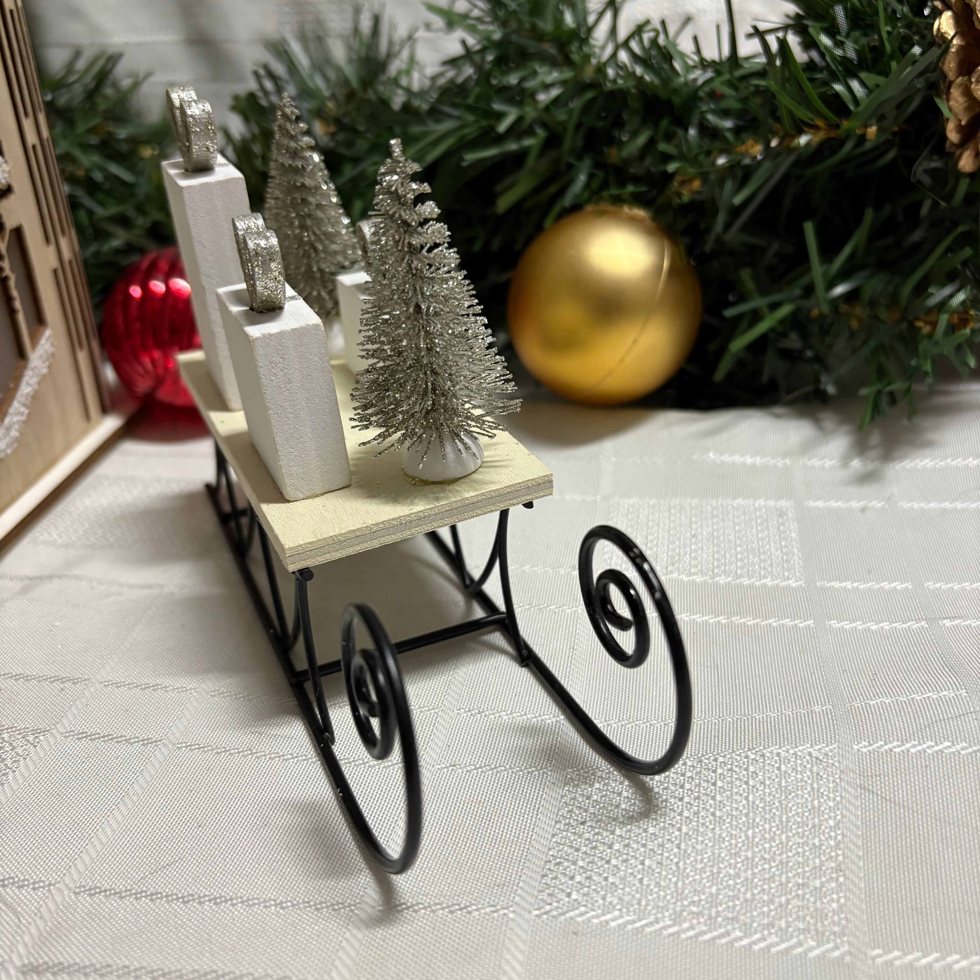 Small Christmas Sleigh with Presents Decoration