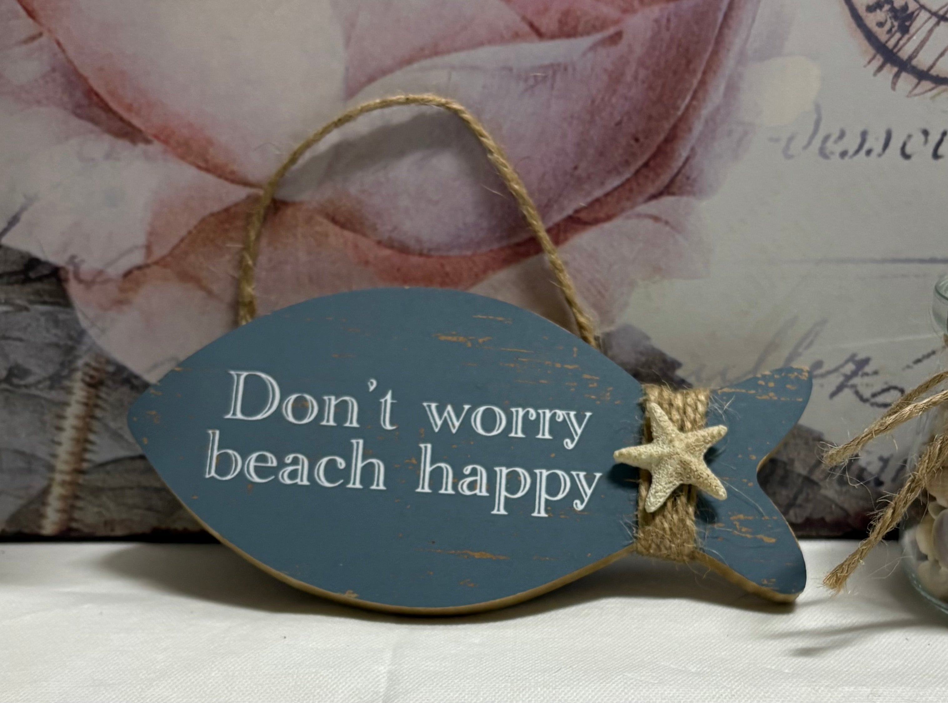 Don't Worry Wooden Fish Plaque, 15cm