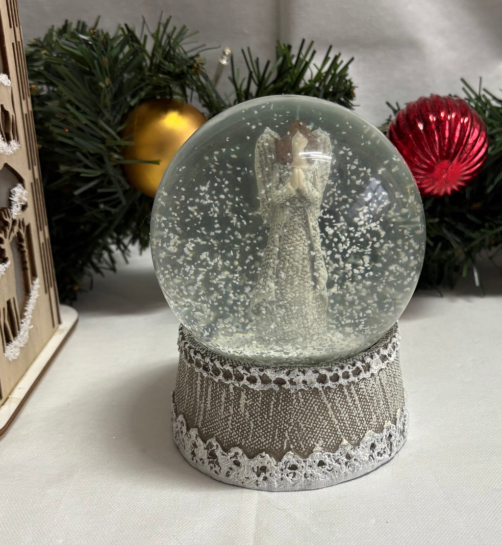 Beautiful Medium Sized Angel with Lace Base Snow Globe