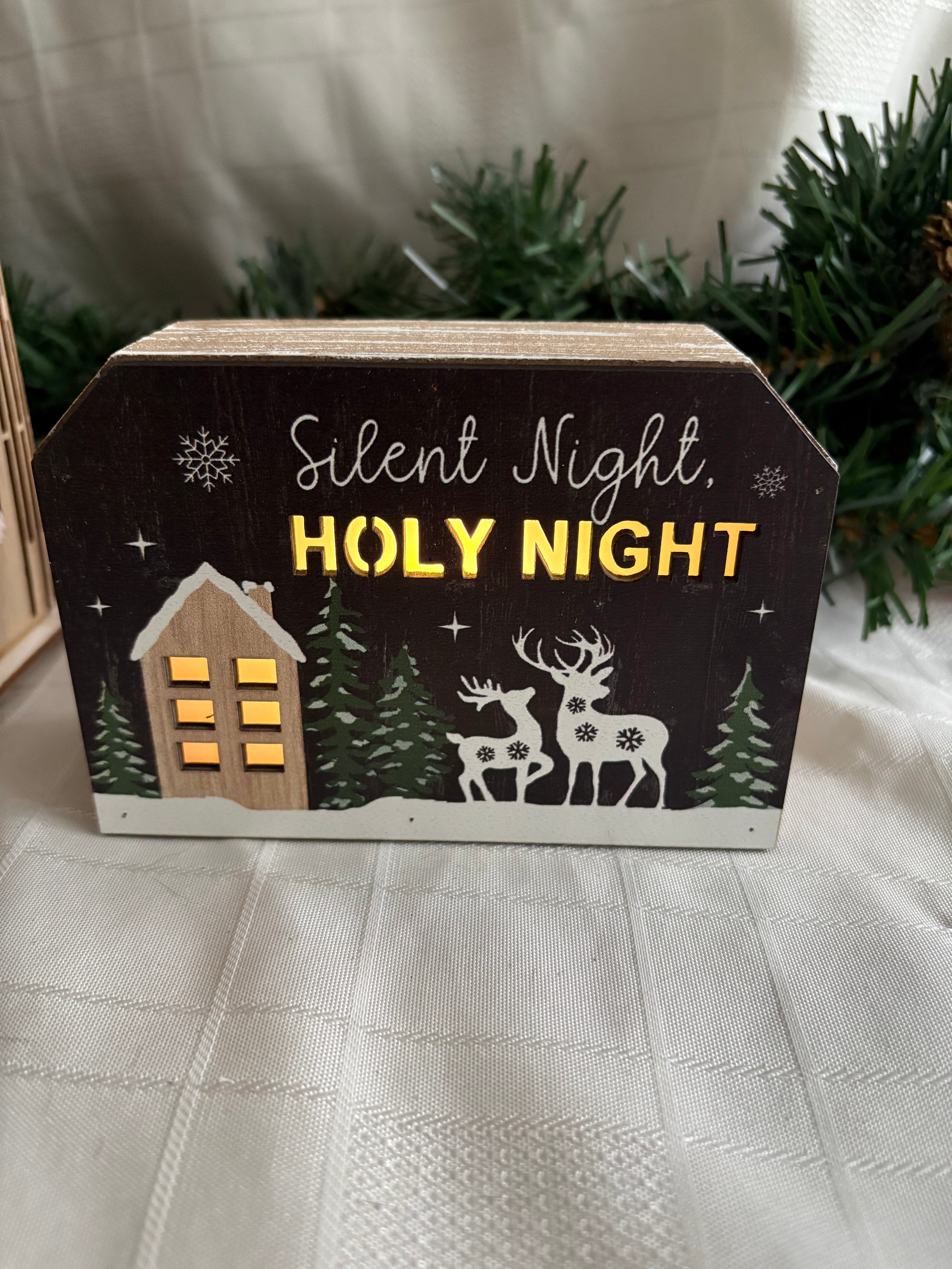 Silent Night Holy Night LED Light Up Ornament