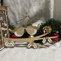 Wooden Gold Glitter Bird & Holly Hanging Decoration