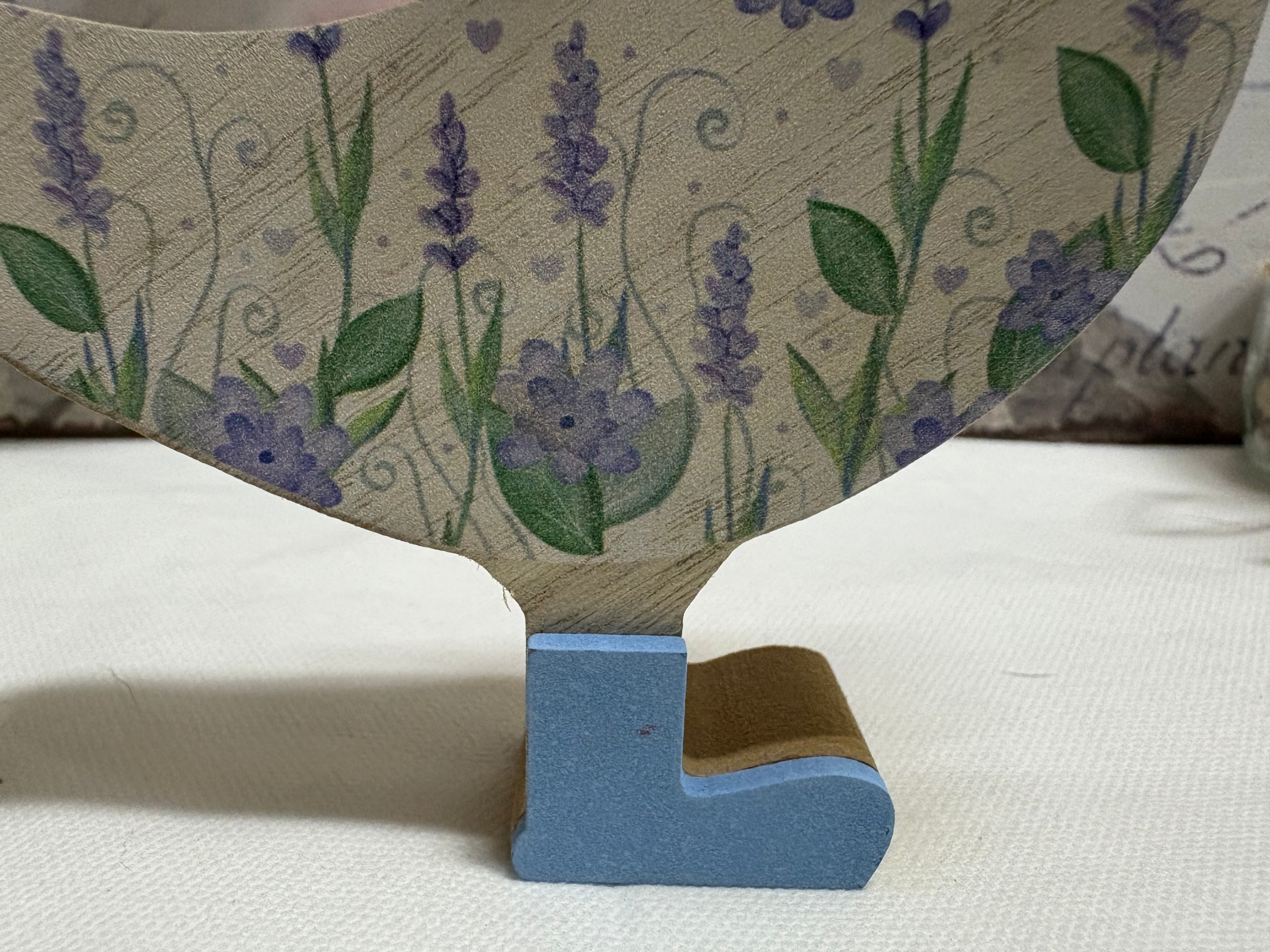 Floral Wooden Duck Ornament - Blue, 15cm