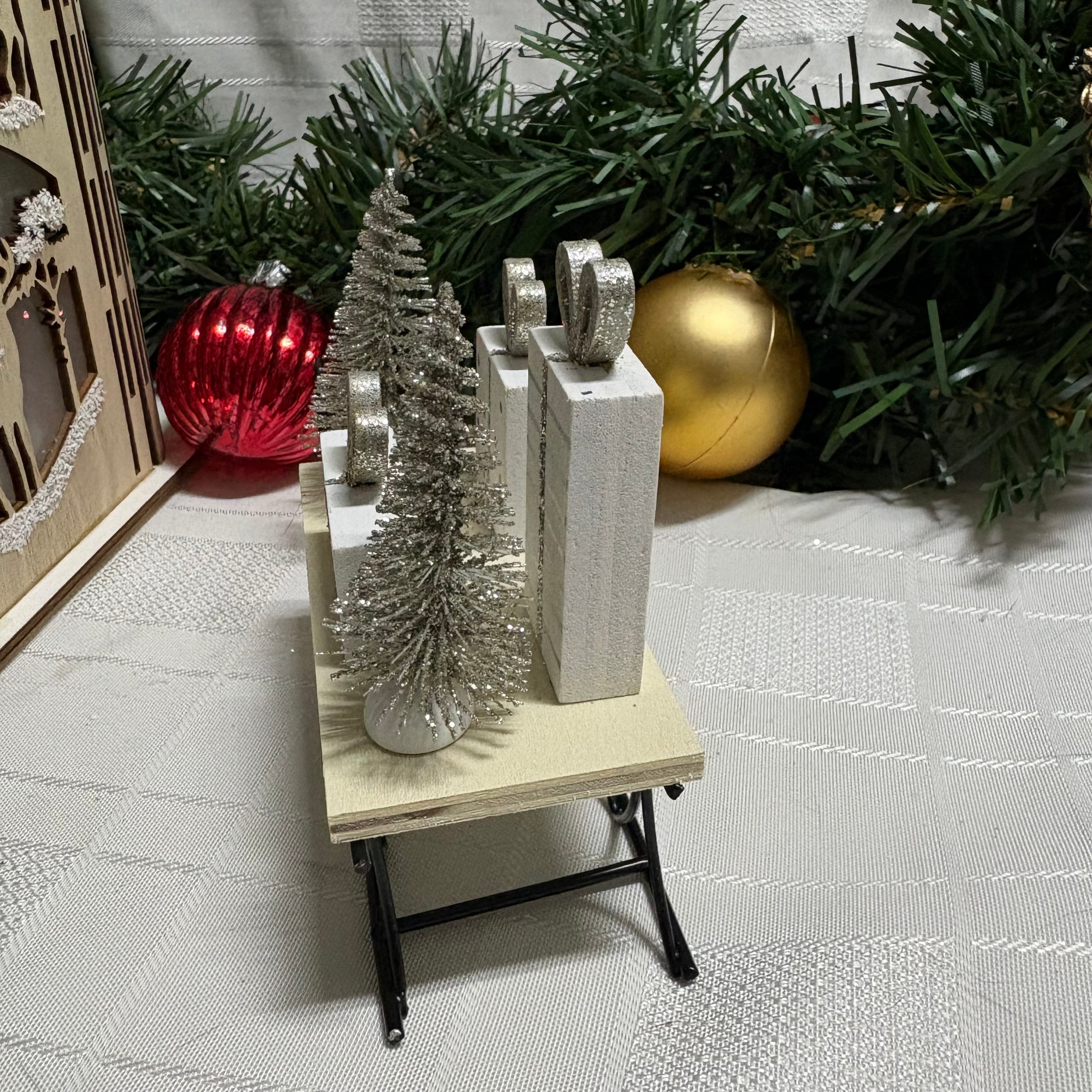 Small Christmas Sleigh with Presents Decoration