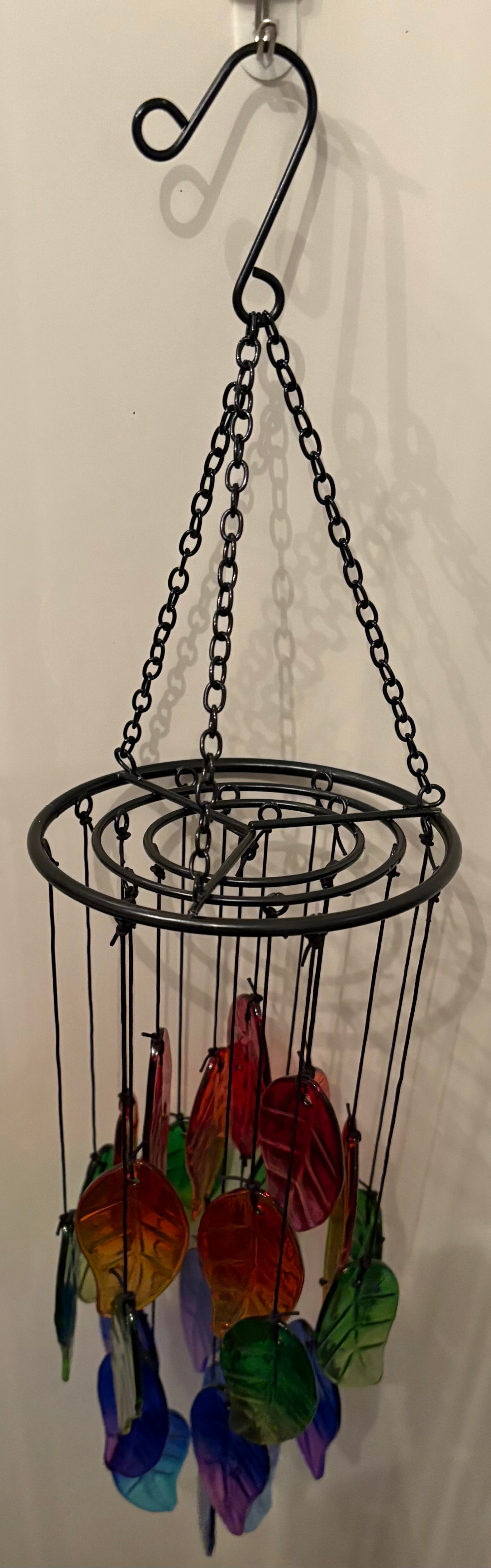 Rainbow Glass Feather Hanging Windchime