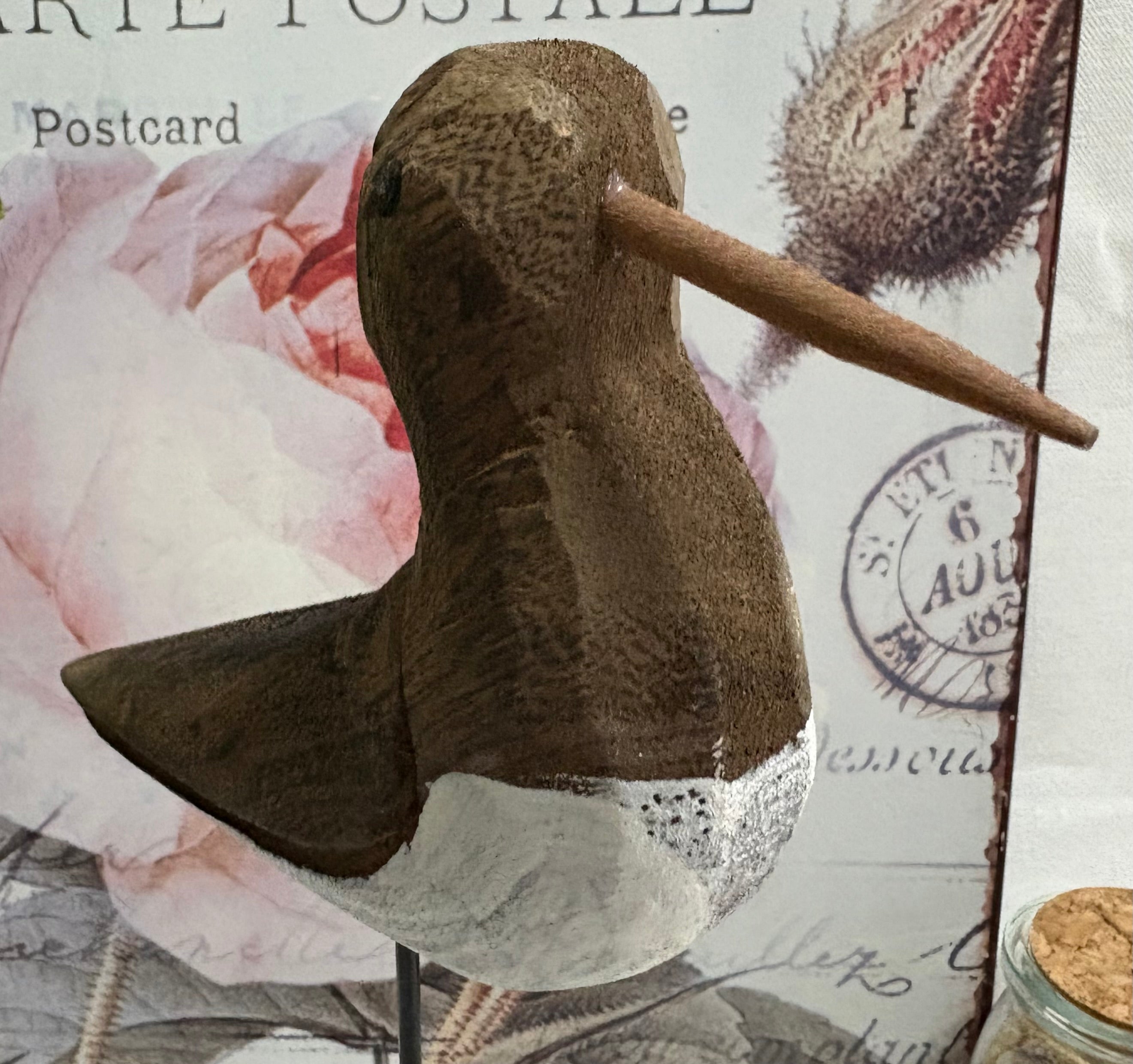 Large Wooden Bird On base Ornament, 24cm