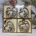 Pack of 8 Glitter Heart Wooden Christmas Tree Decoration Hangers