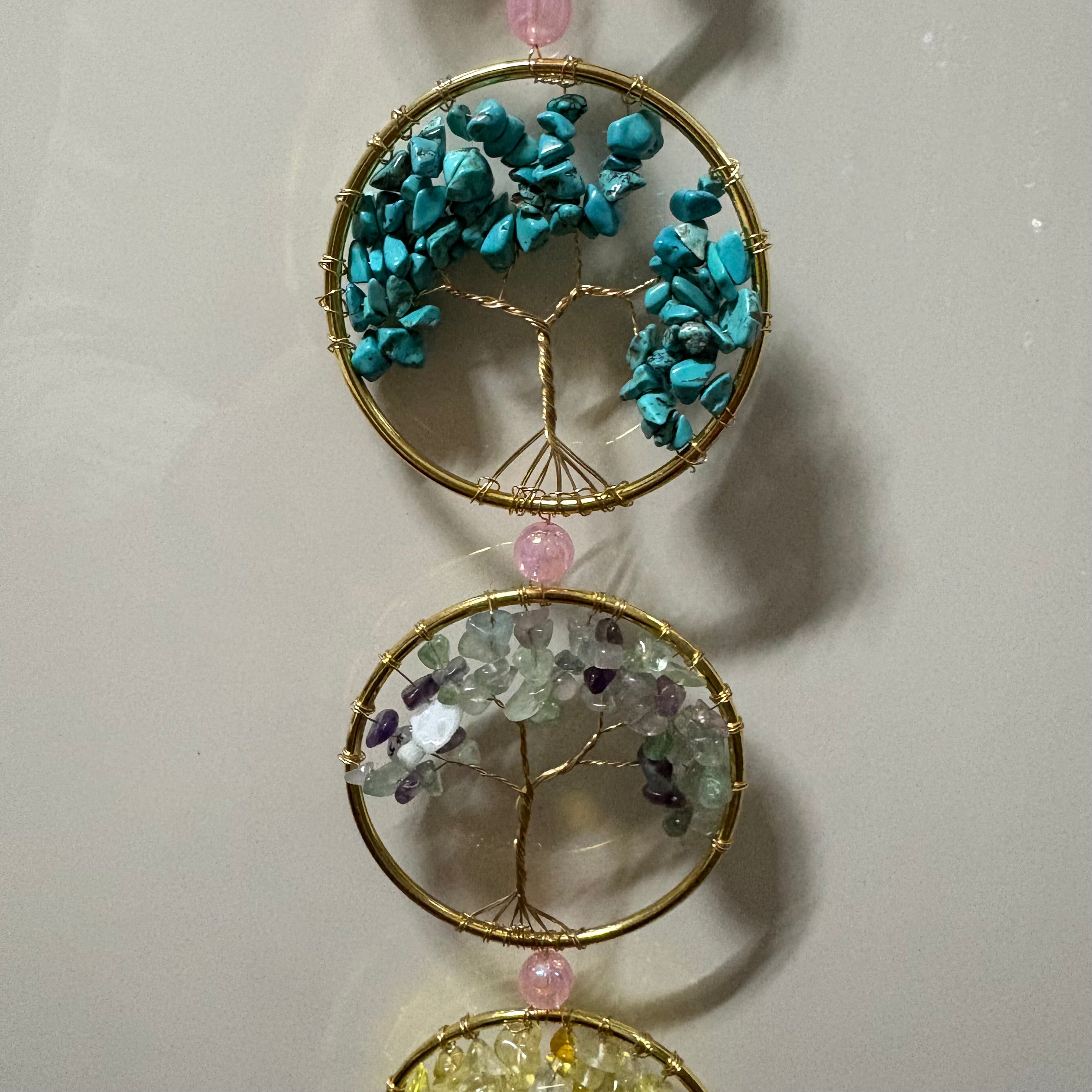 Tree of Life Rainbow Chakra Crystal Wall Hanging - Large