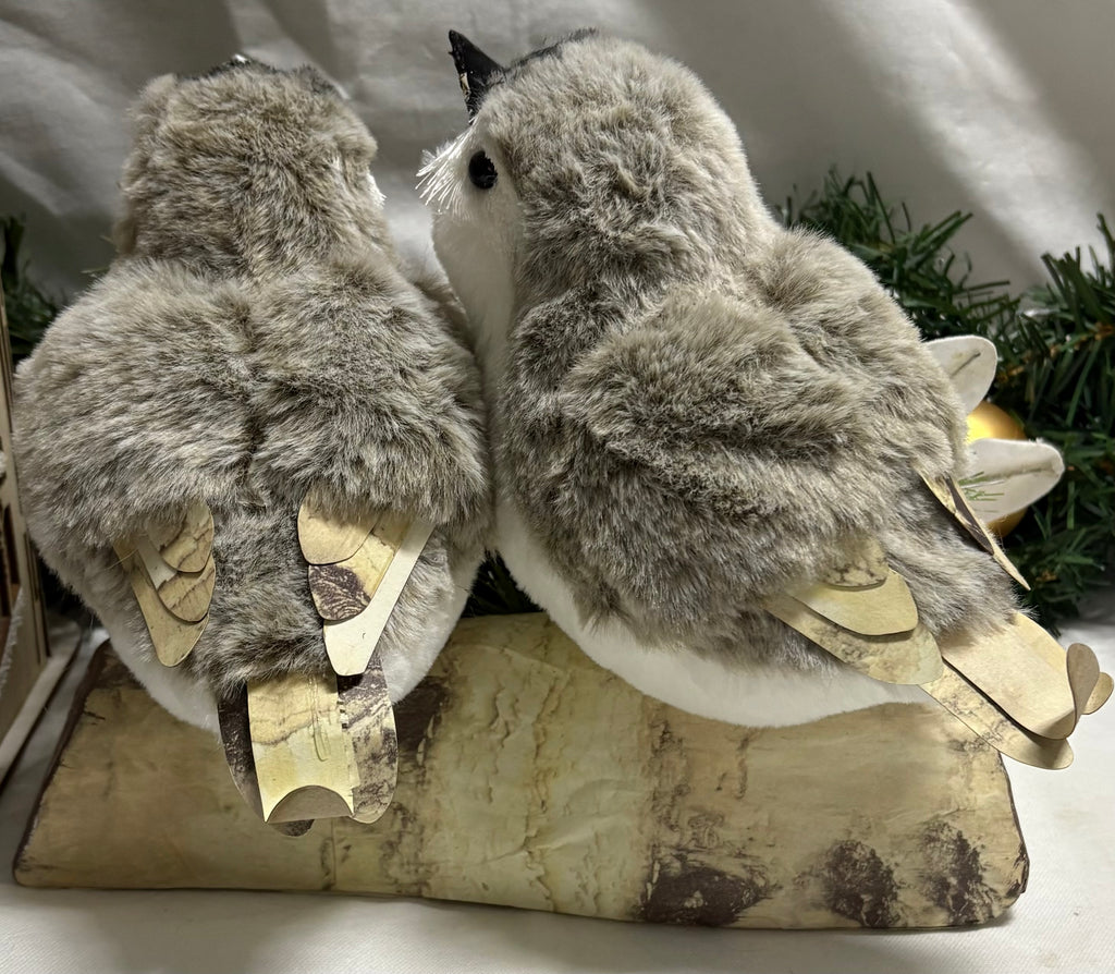 Two Soft Plush Birds on a Branch Ornament