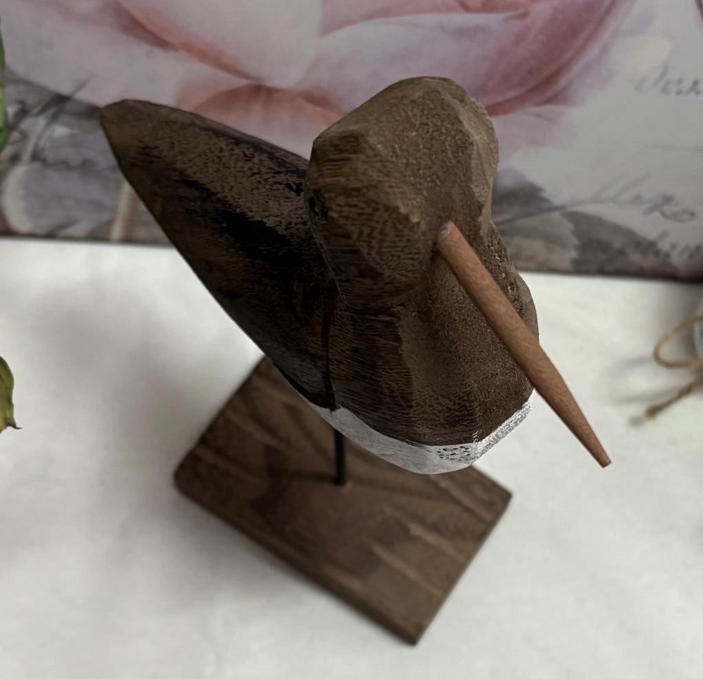 Large Wooden Bird On base Ornament, 24cm