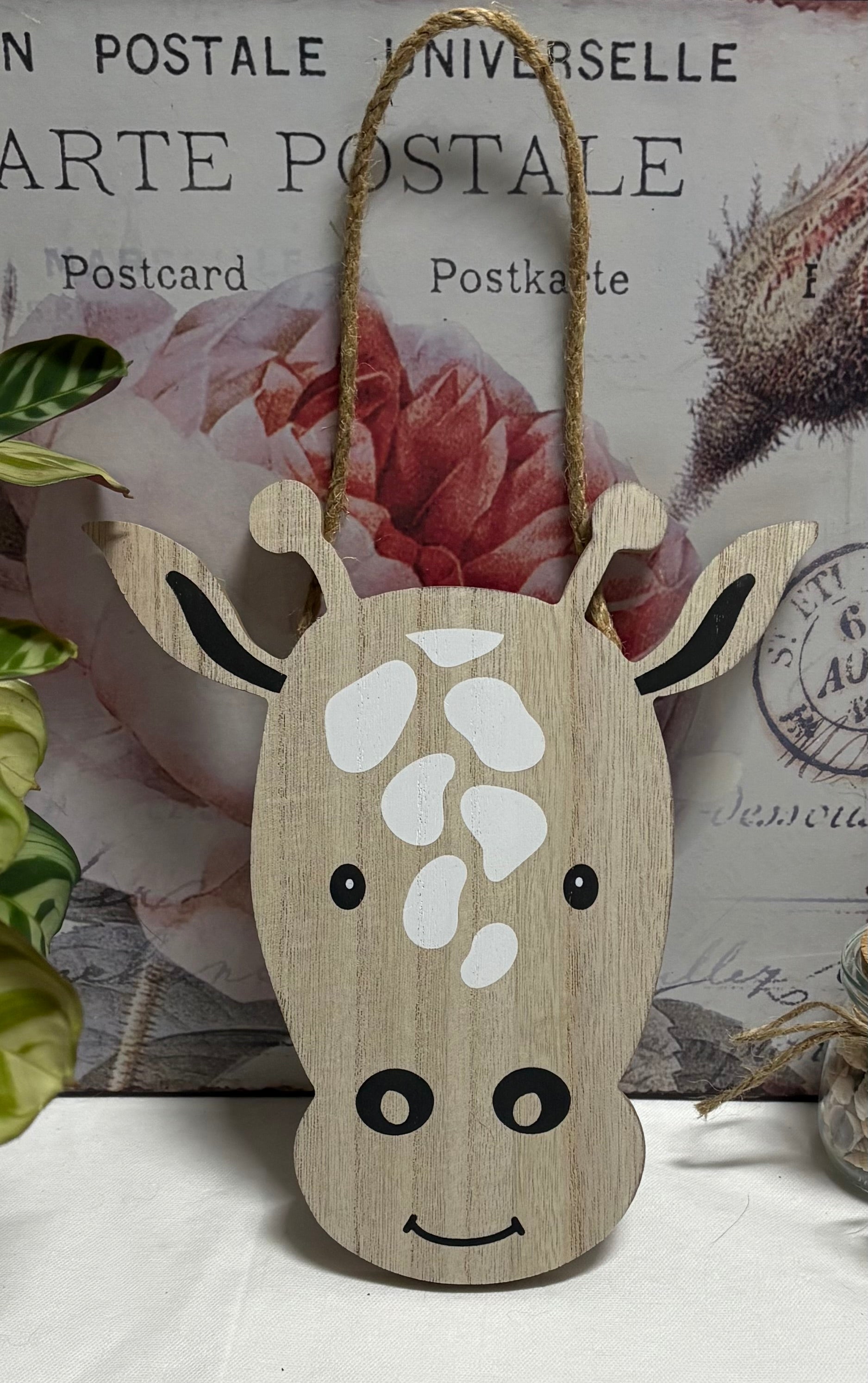 Set of 3 x Wooden Animal Hanging Decorations, 21cm