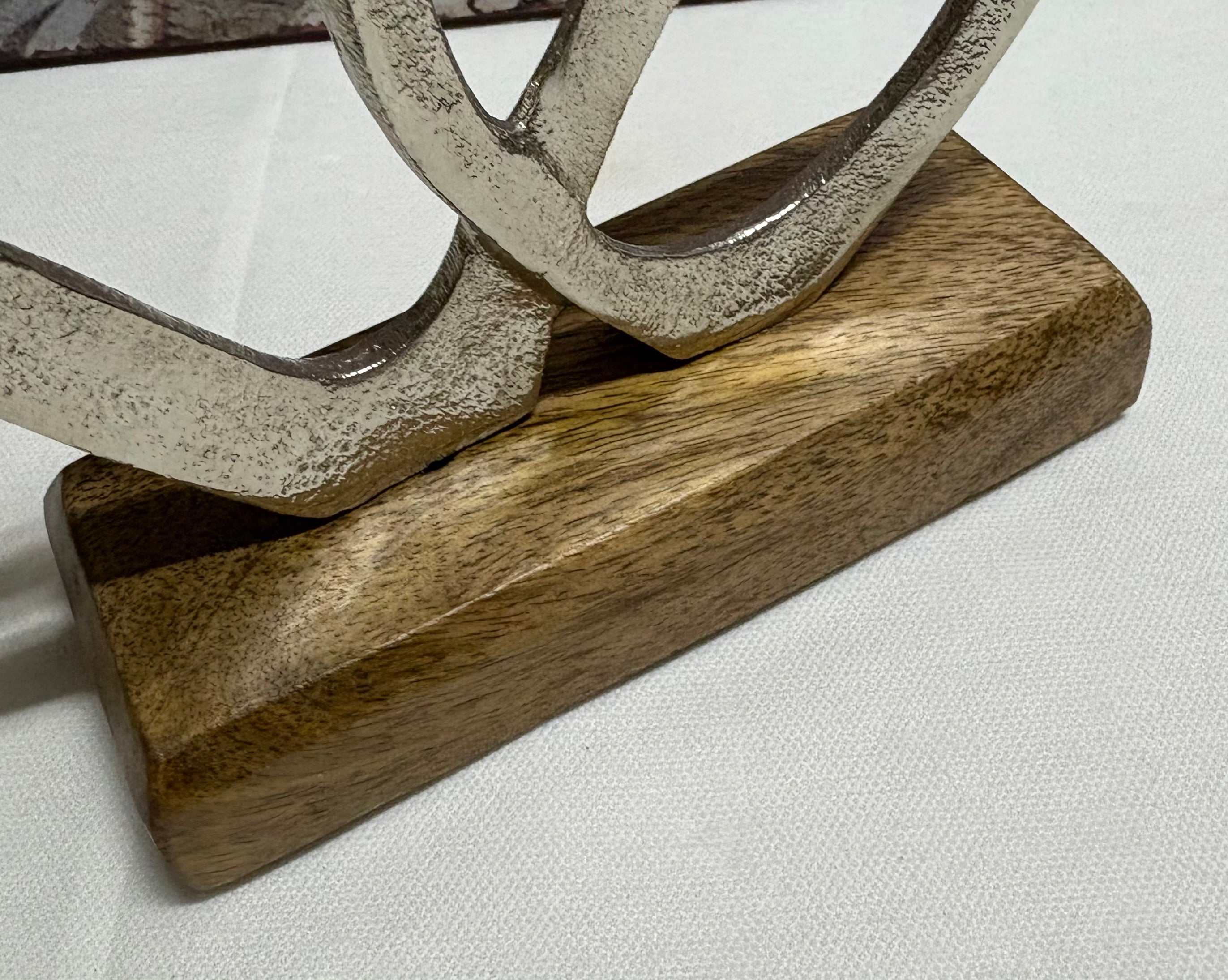 Metal Hearts on Wooden Base Ornament