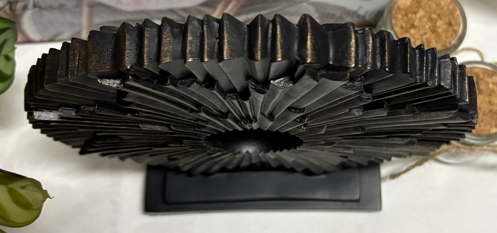 Black Resin Round Sunburst Statement Ornament