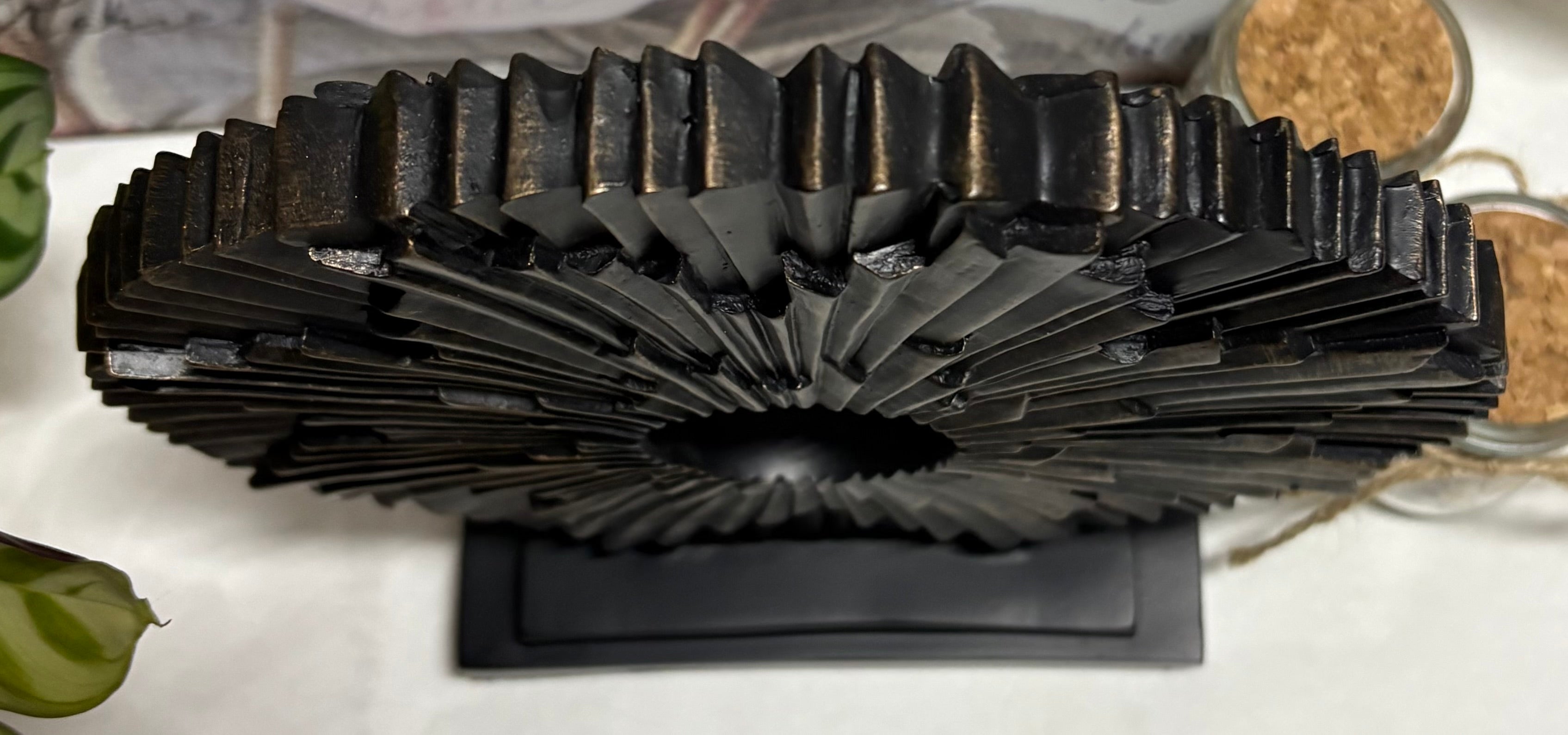 Black Resin Round Sunburst Statement Ornament