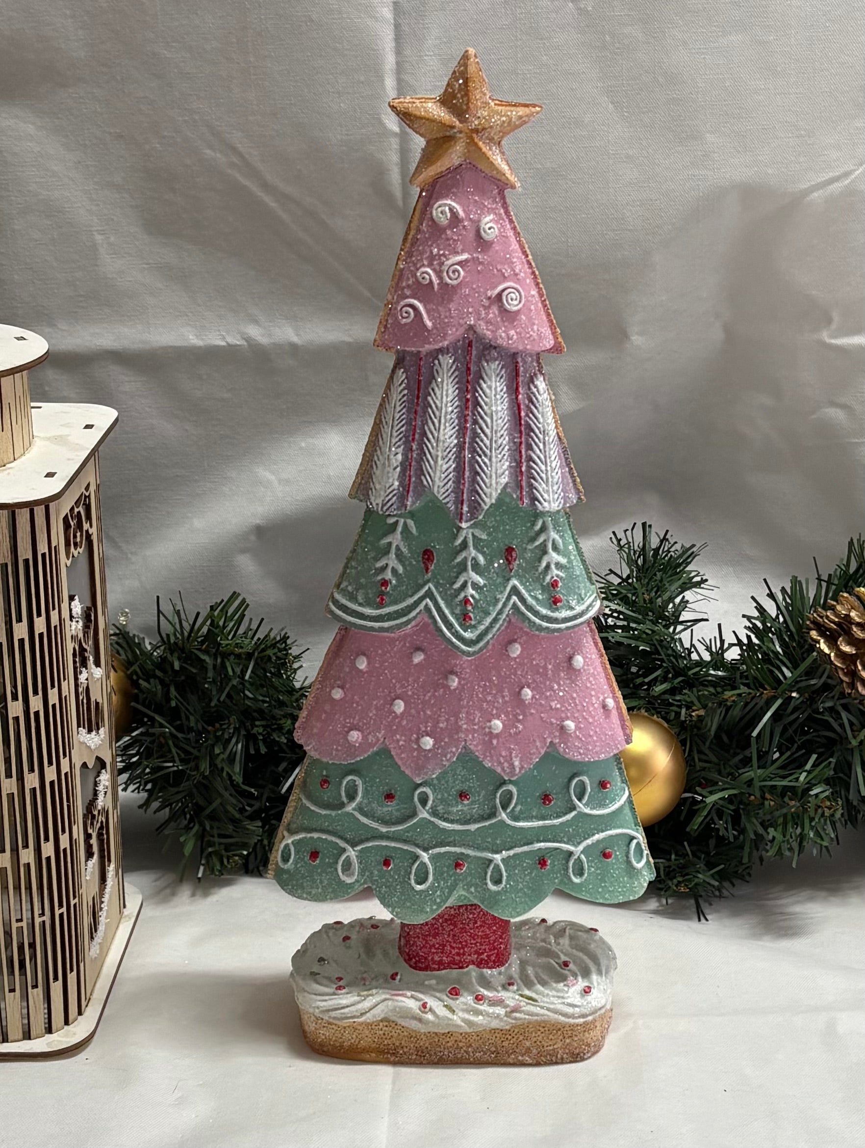 Pastel Gingerbread Large Resin Christmas Tree Ornament