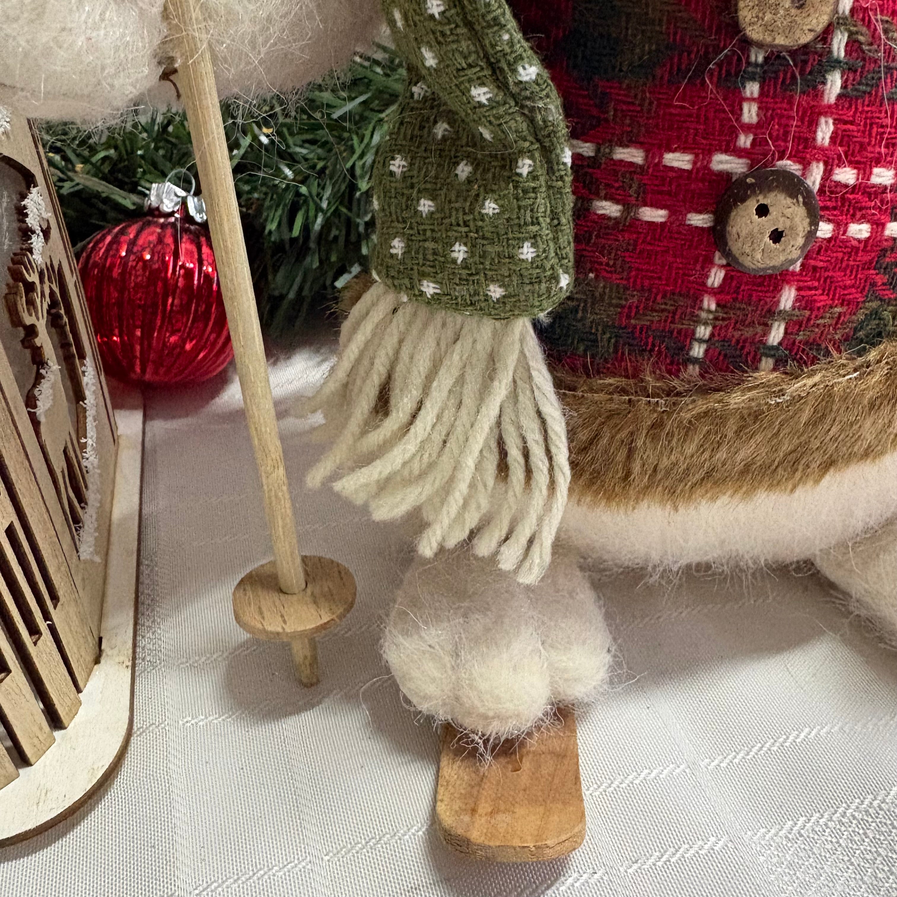 Skiing Mouse Soft Christmas Ornament - Green or Red Scarf