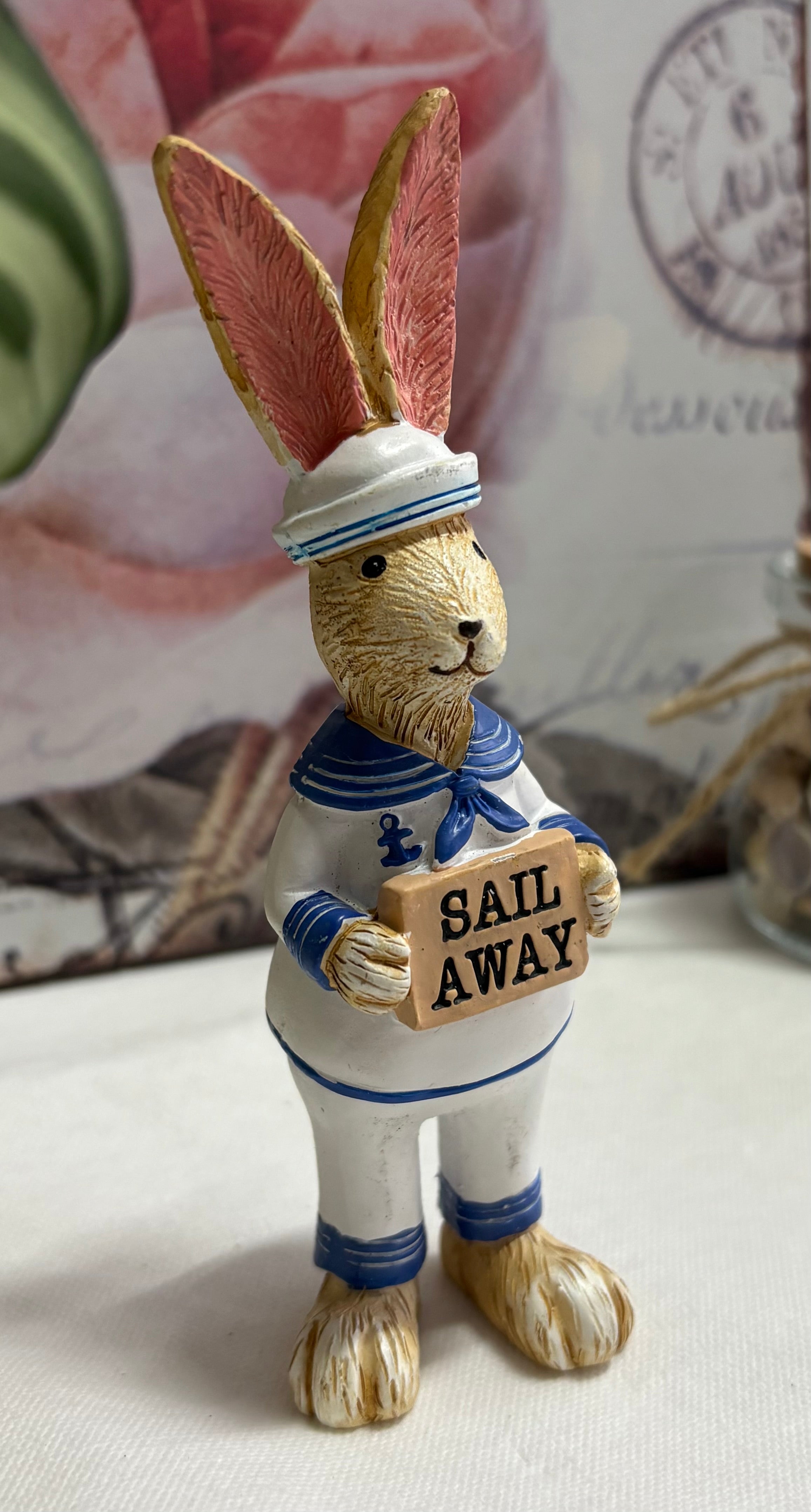 Sail Away Bunny Rabbit Hare Resin Figure