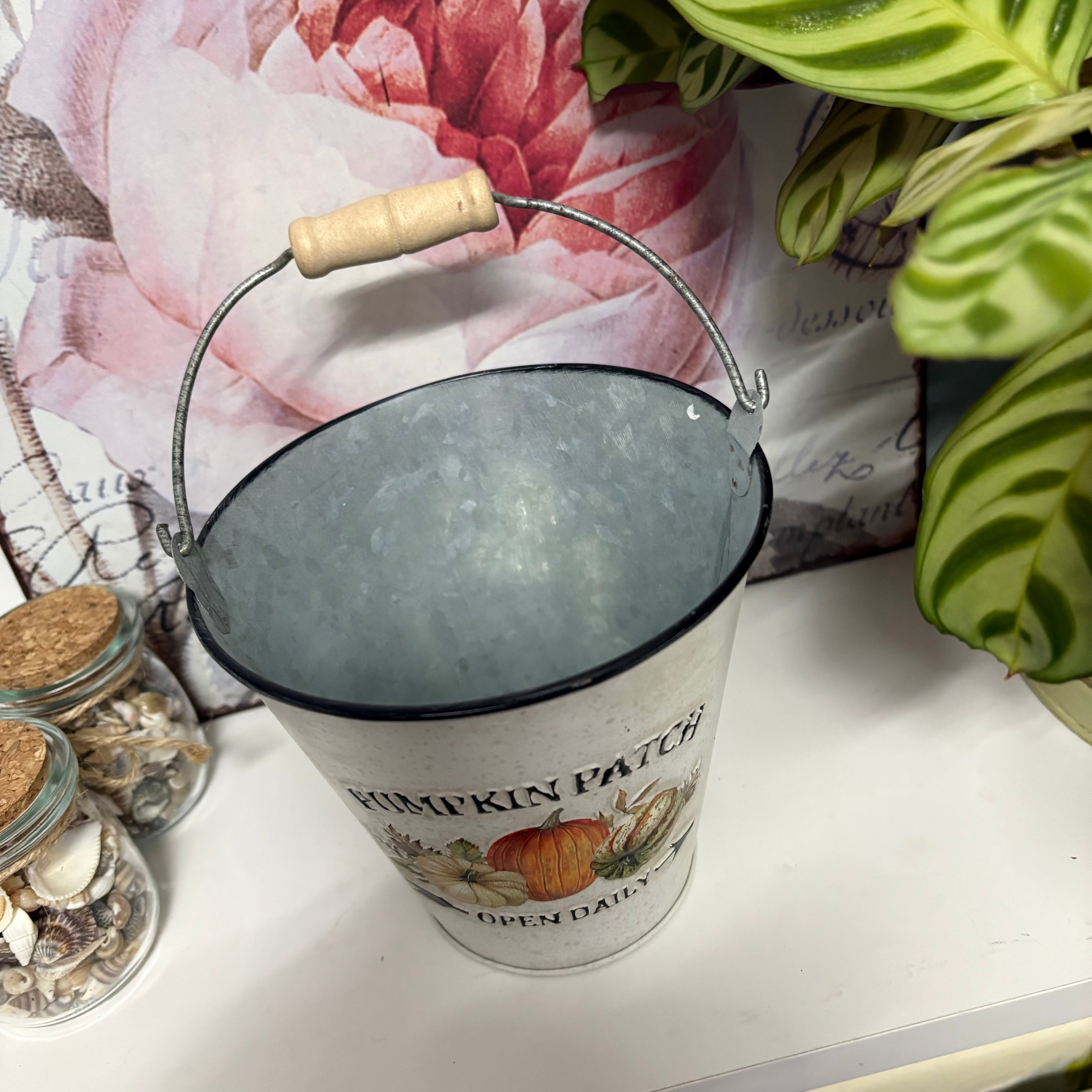 Pumpkin Patch Metal Bucket Planter