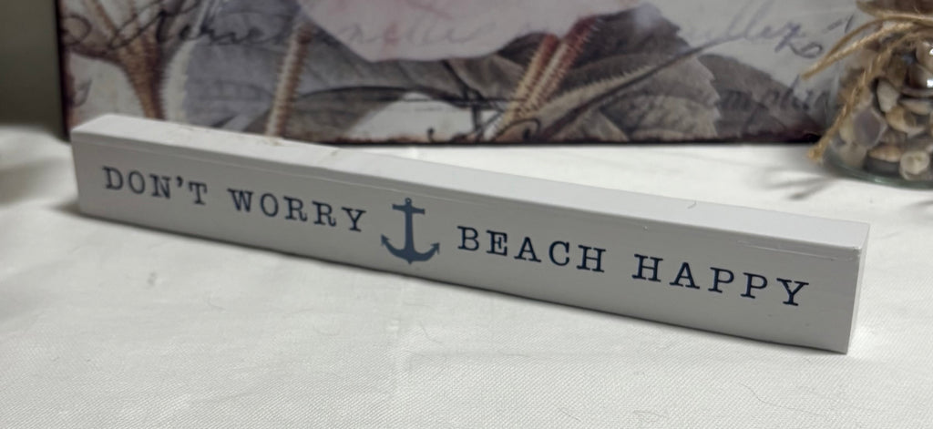 Don't worry Beach Happy Wooden Block Ornament, 24cm