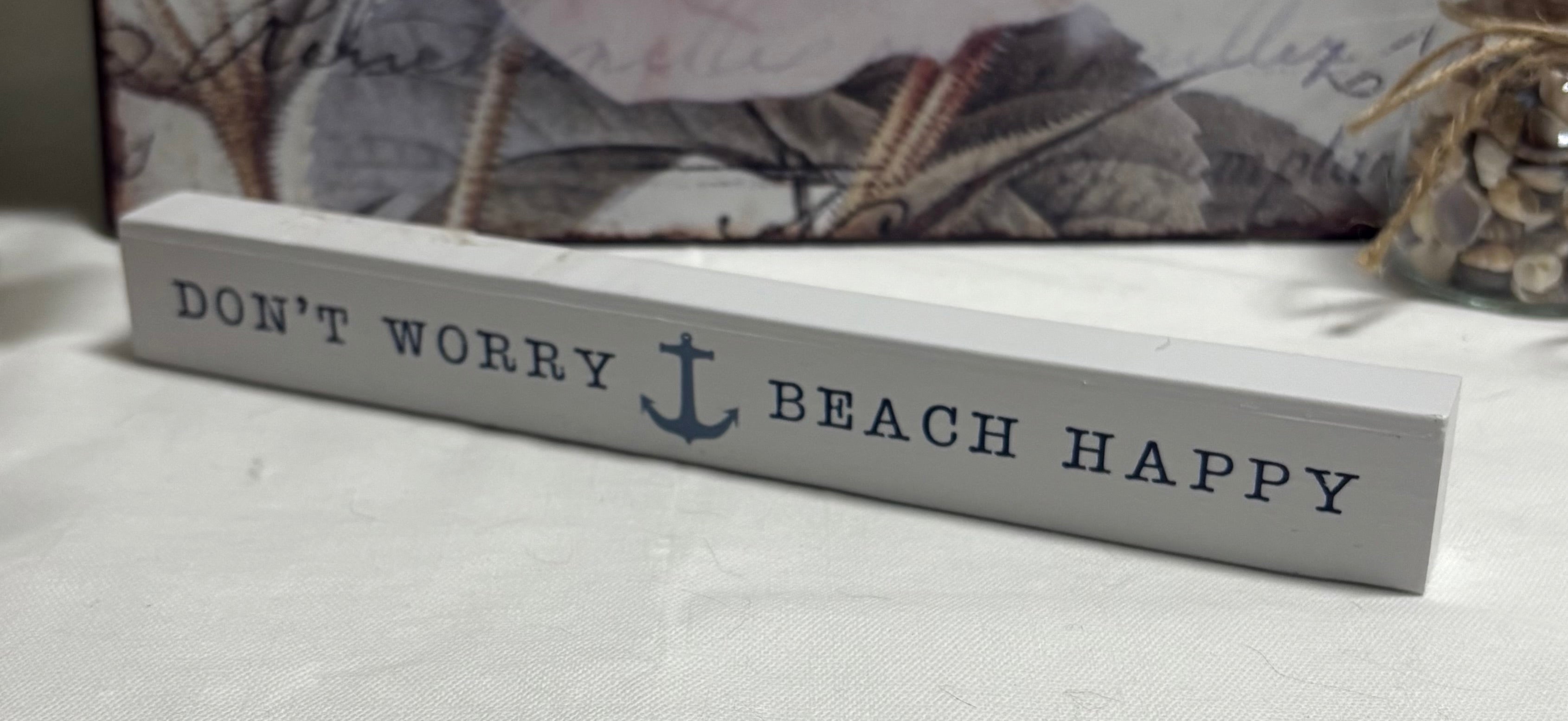 Don't worry Beach Happy Wooden Block Ornament, 24cm