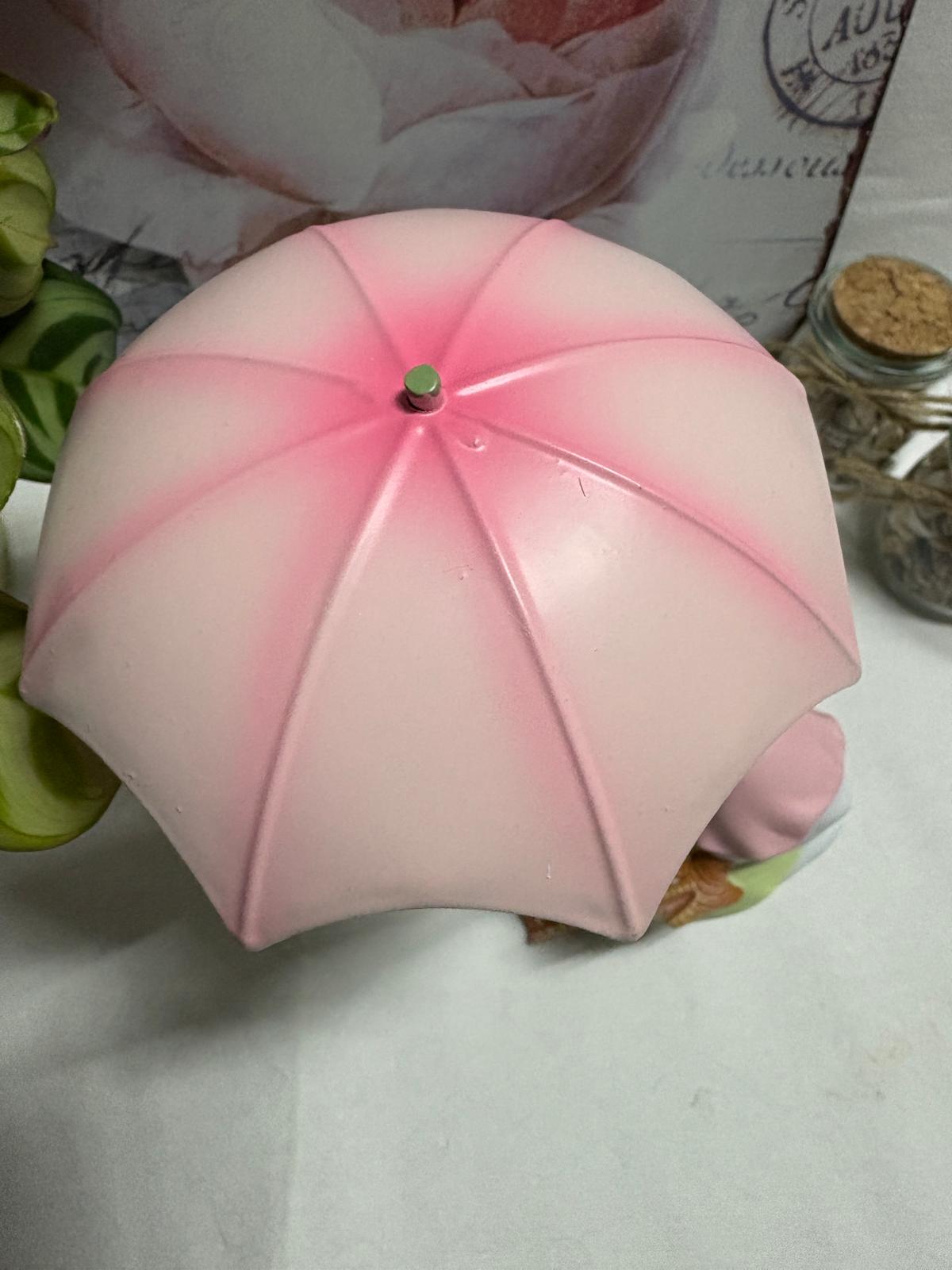 Rainy Duck With Baby and Umbrella Figurine, 12cm