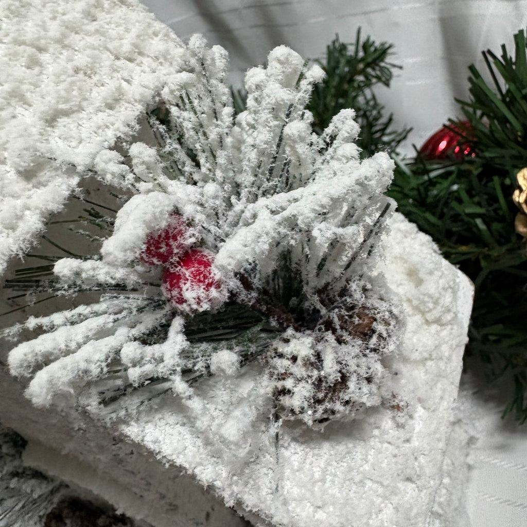 White Snow Covered Wooden LED Light Up House Ornament