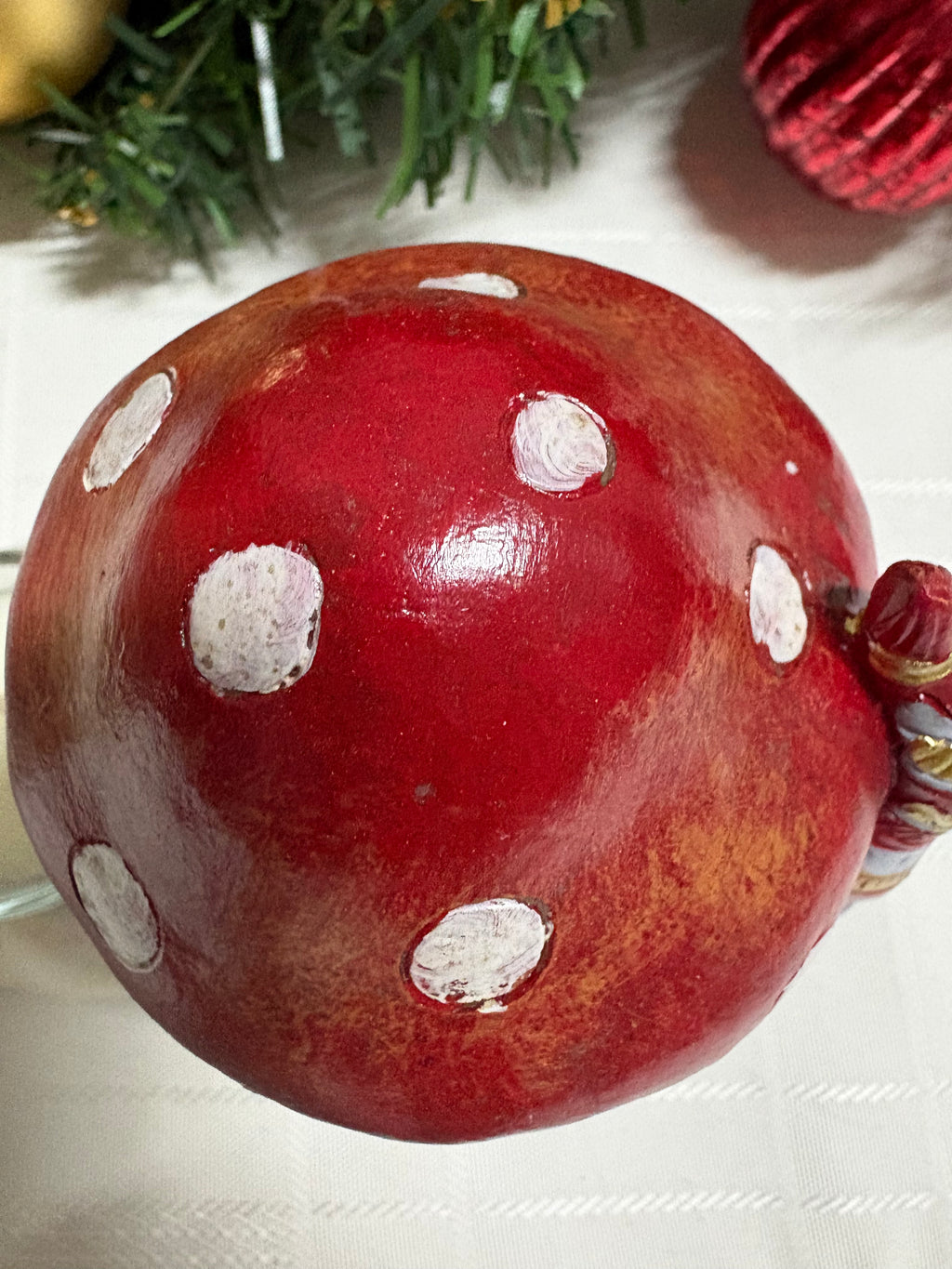 Santa with Toadstool Resin T Light Holder Ornament
