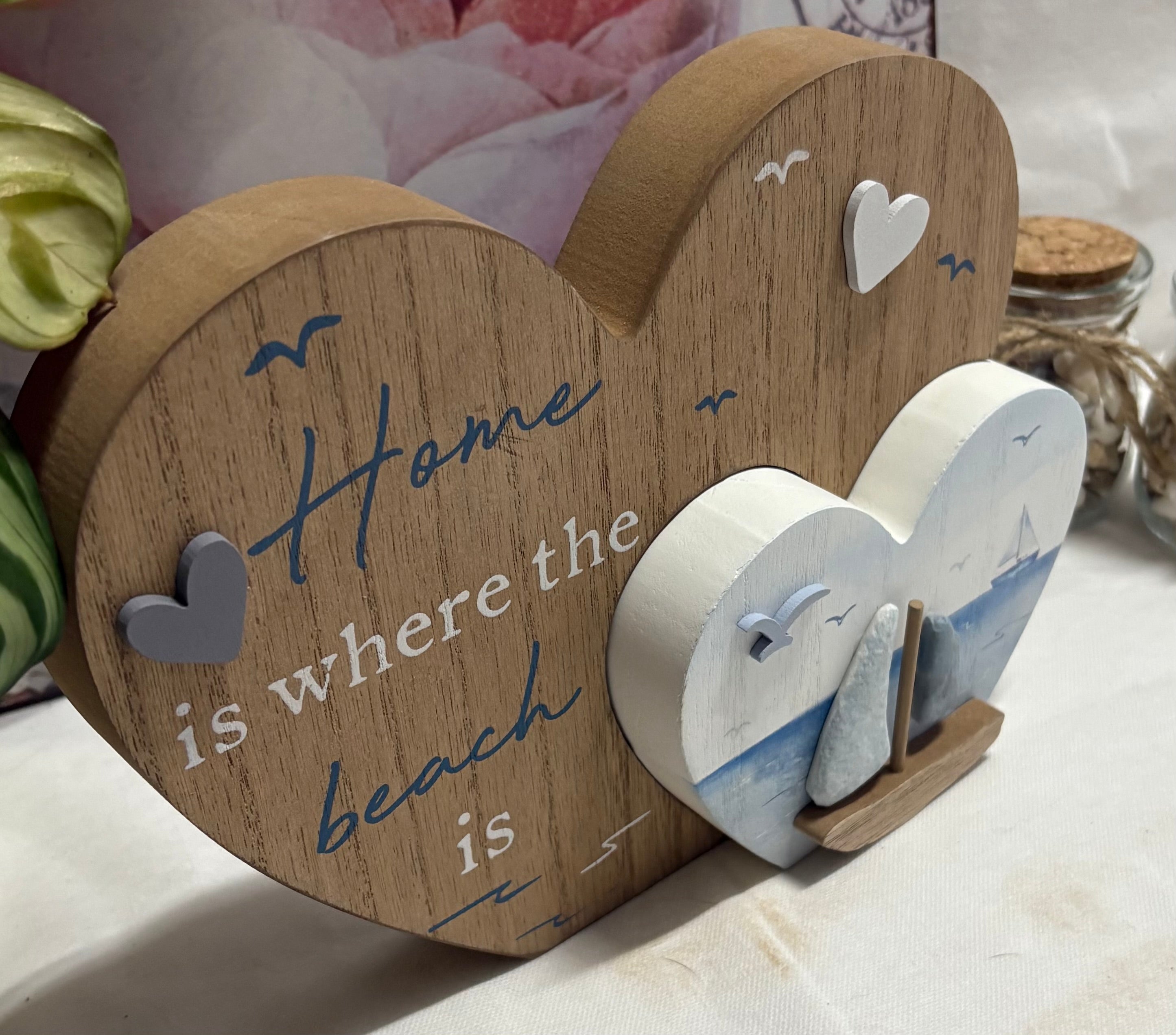 Wooden Heart Coastal Pebble 3D Ornament, 22cm