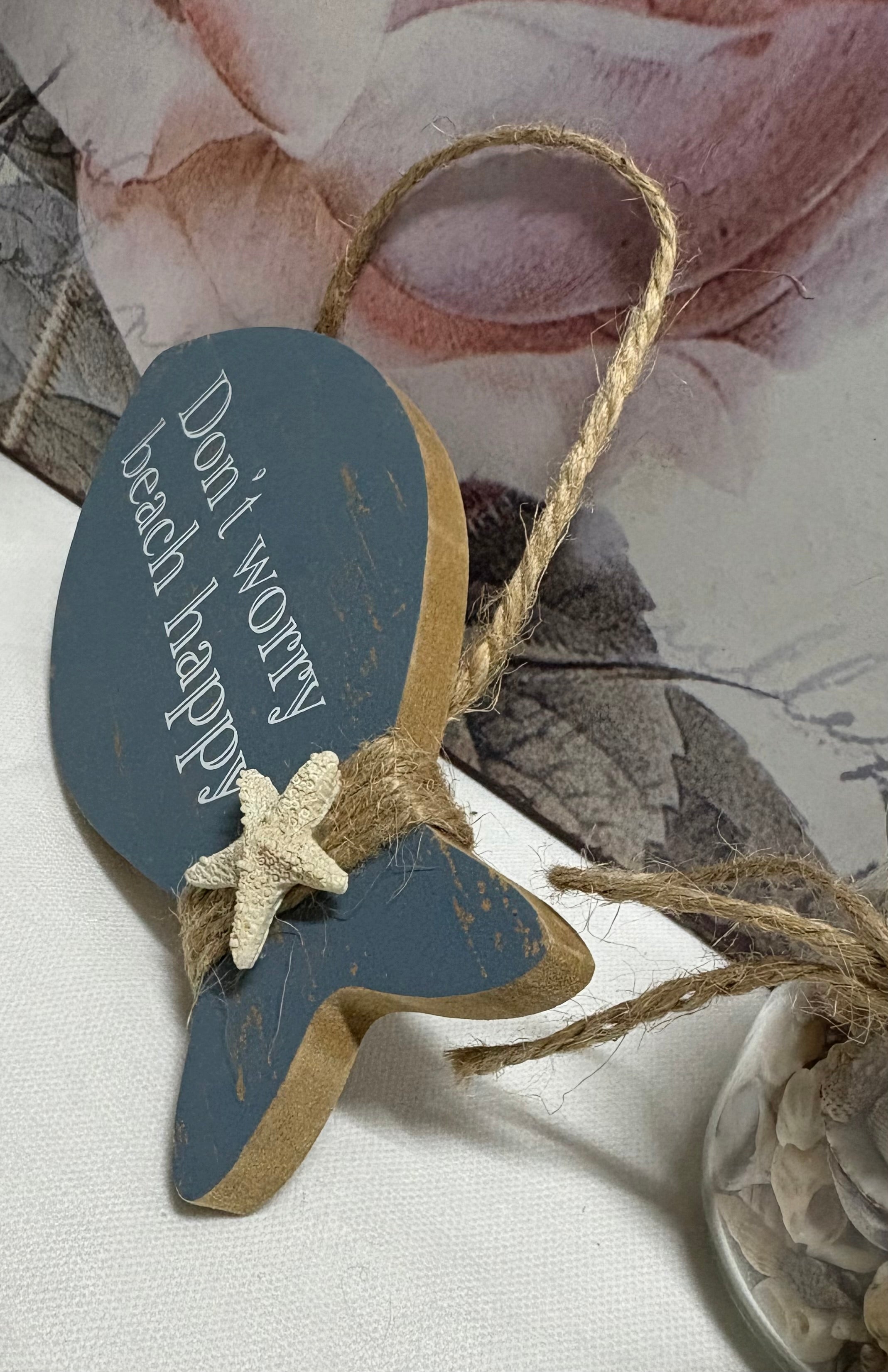 Don't Worry Wooden Fish Plaque, 15cm