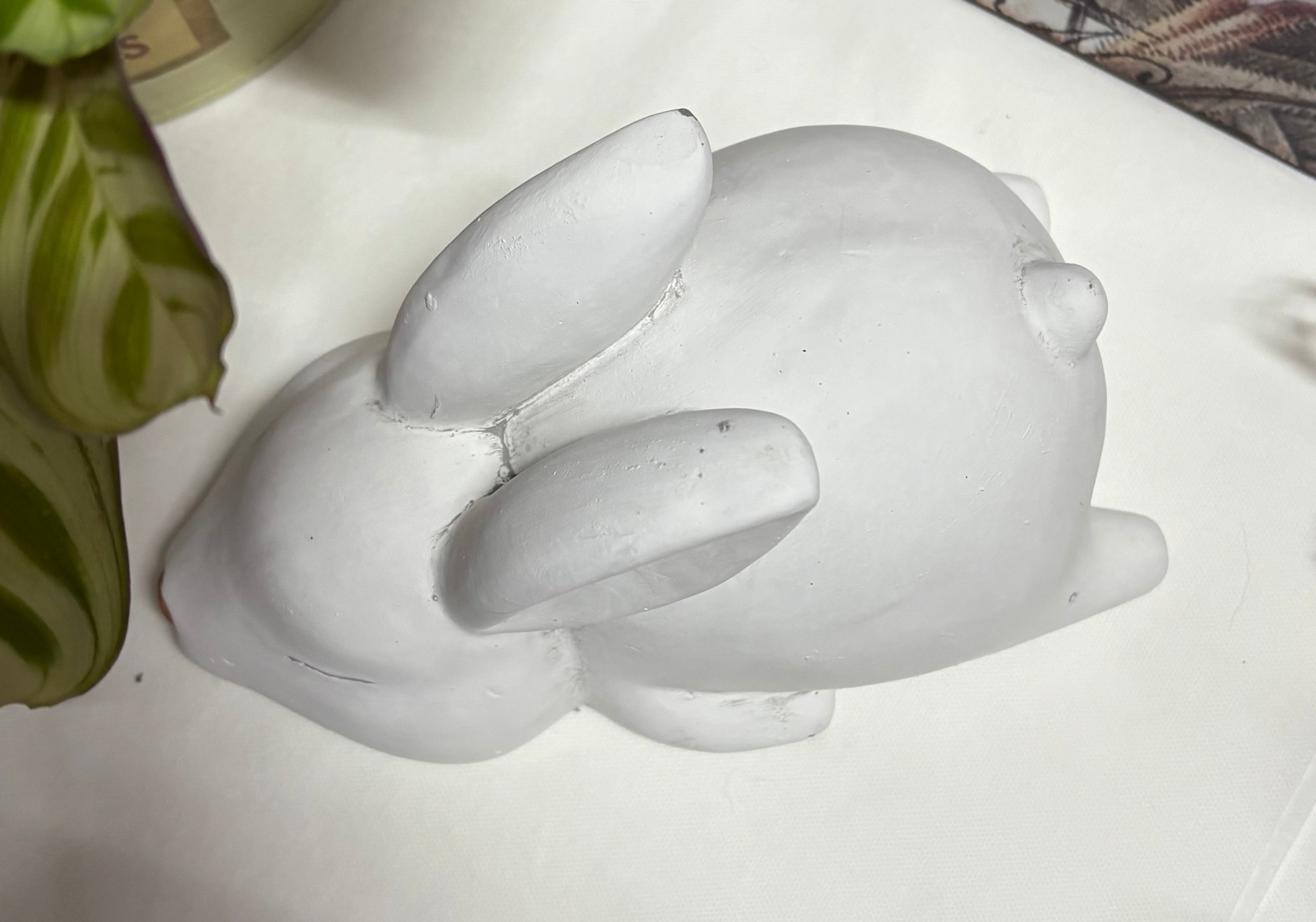 Heavy Cement Sleeping Rabbit Ornament