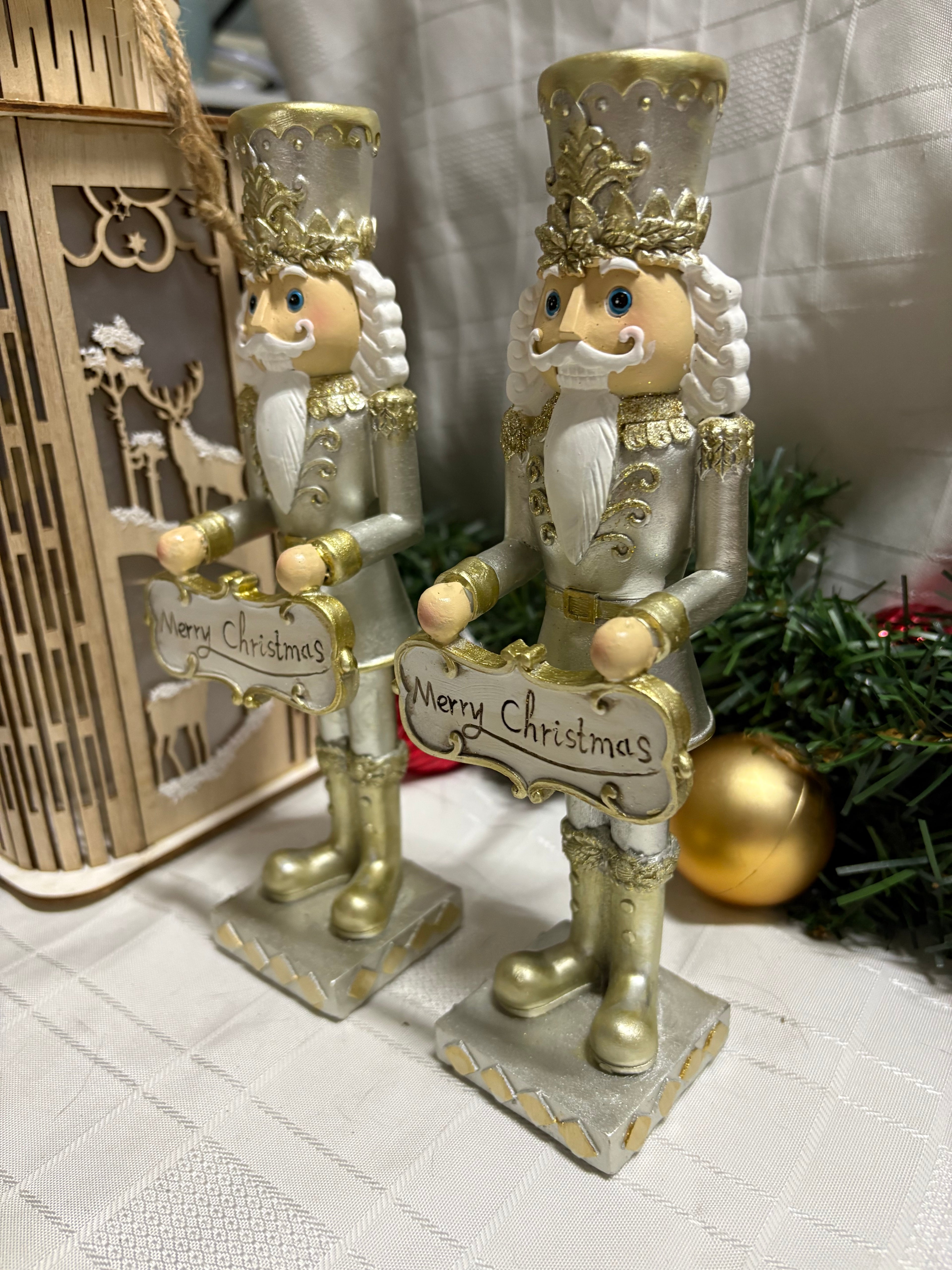 Pair of Nutcracker Soldier Christmas Ornaments