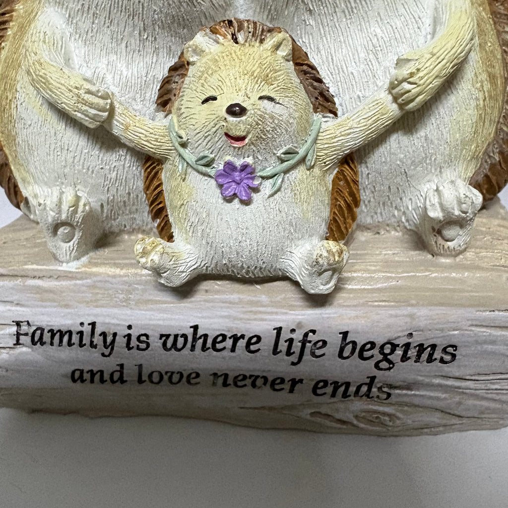 Hedgehog Family Message Resin Ornament, 8cm