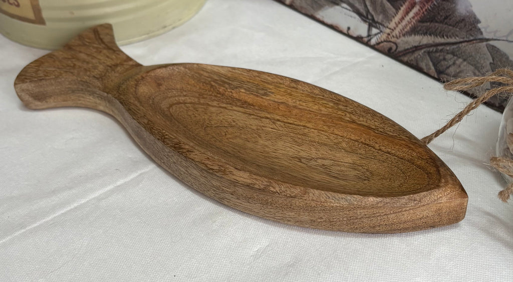 25cm Wooden Fish Shaped Tray