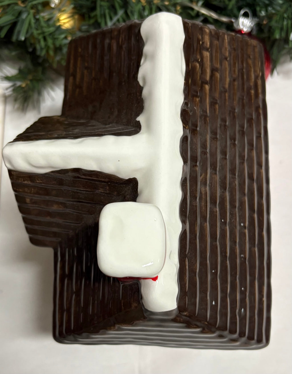Red & Green Christmas Ceramic House Cookie Jar