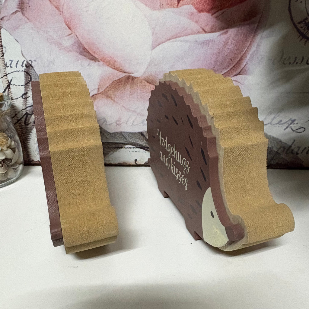 Pair of Wooden Hedgehog Ornaments