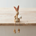 Sitting Brown Bunny with Twine Legs and White Heart Figure Ornament