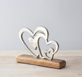 Multi Heart Ornament On Block, 16cm