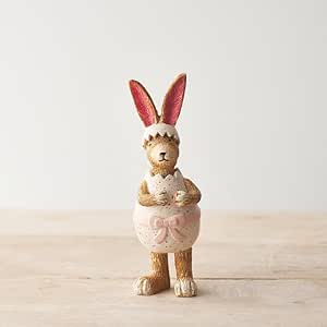 Hand Painted Easter Egg Bunny Resin Figurine