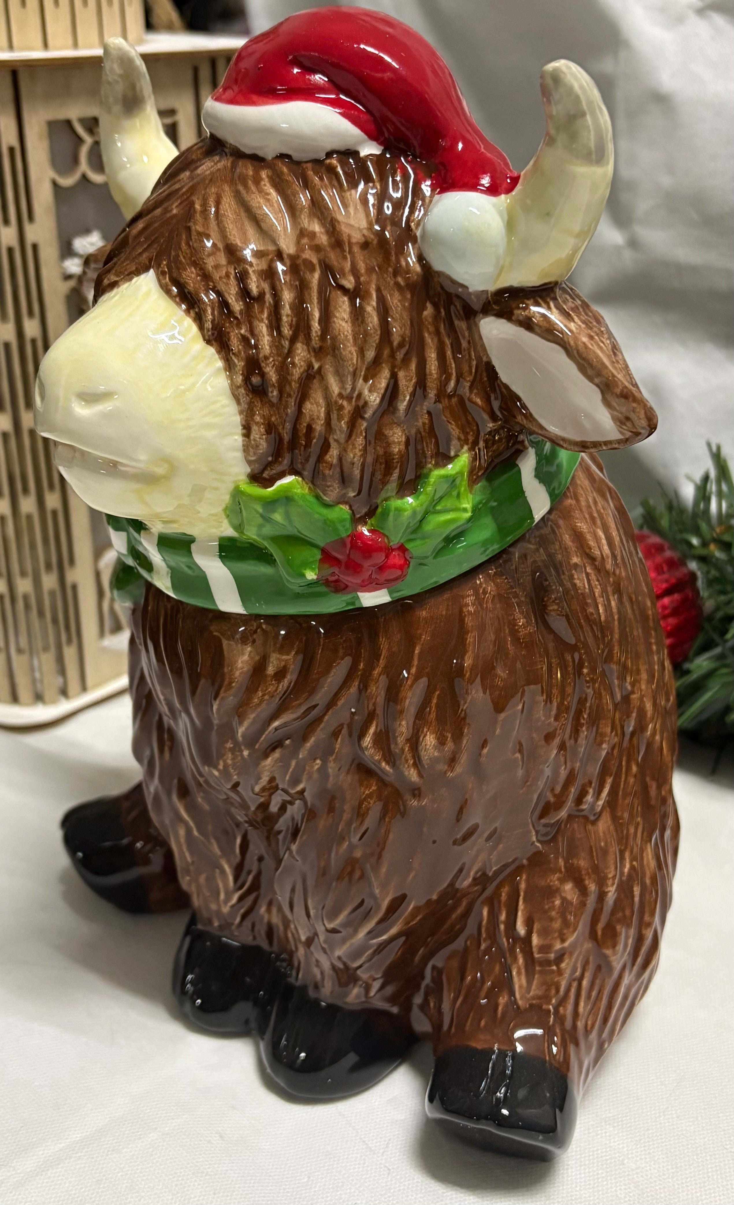 Highland Cow Christmas Cookie Jar