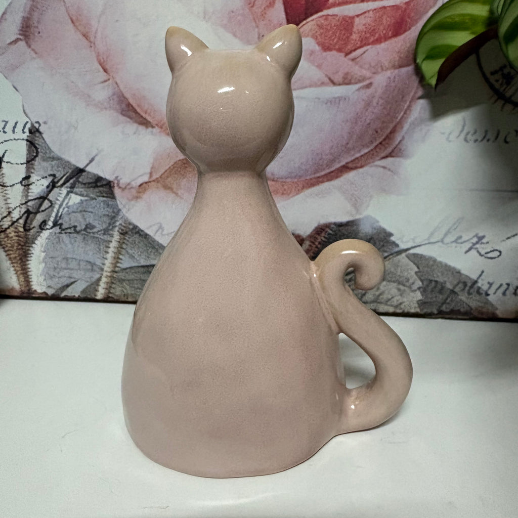 Pink Daisy Cat Ceramic Ornament - 13cm